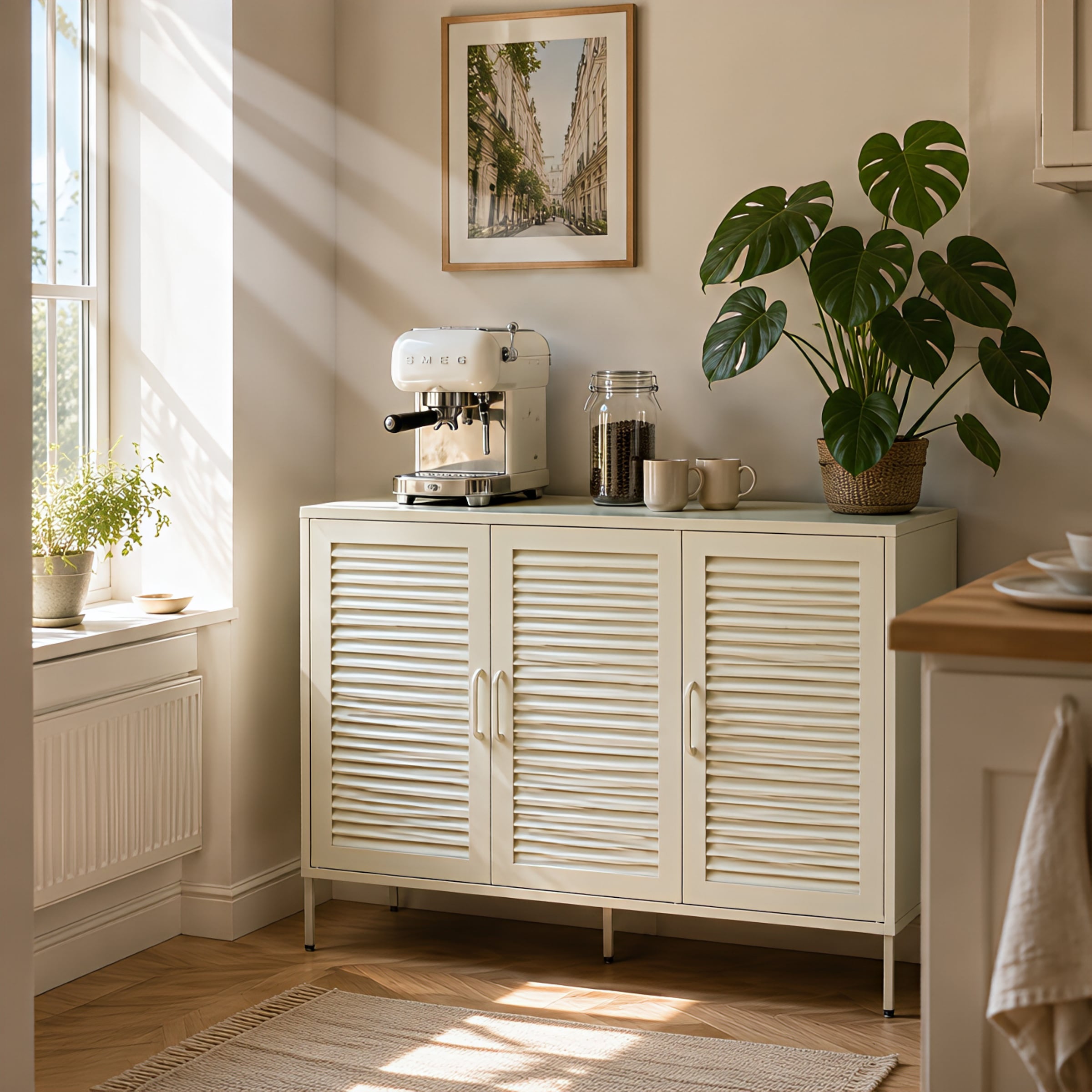 GOODproduct Wäscheschrank »GERRON Sideboard Wäscheschrank Metallschrank« Schrank Anrichte Kommode Breite 120cm mit 3 Türen
