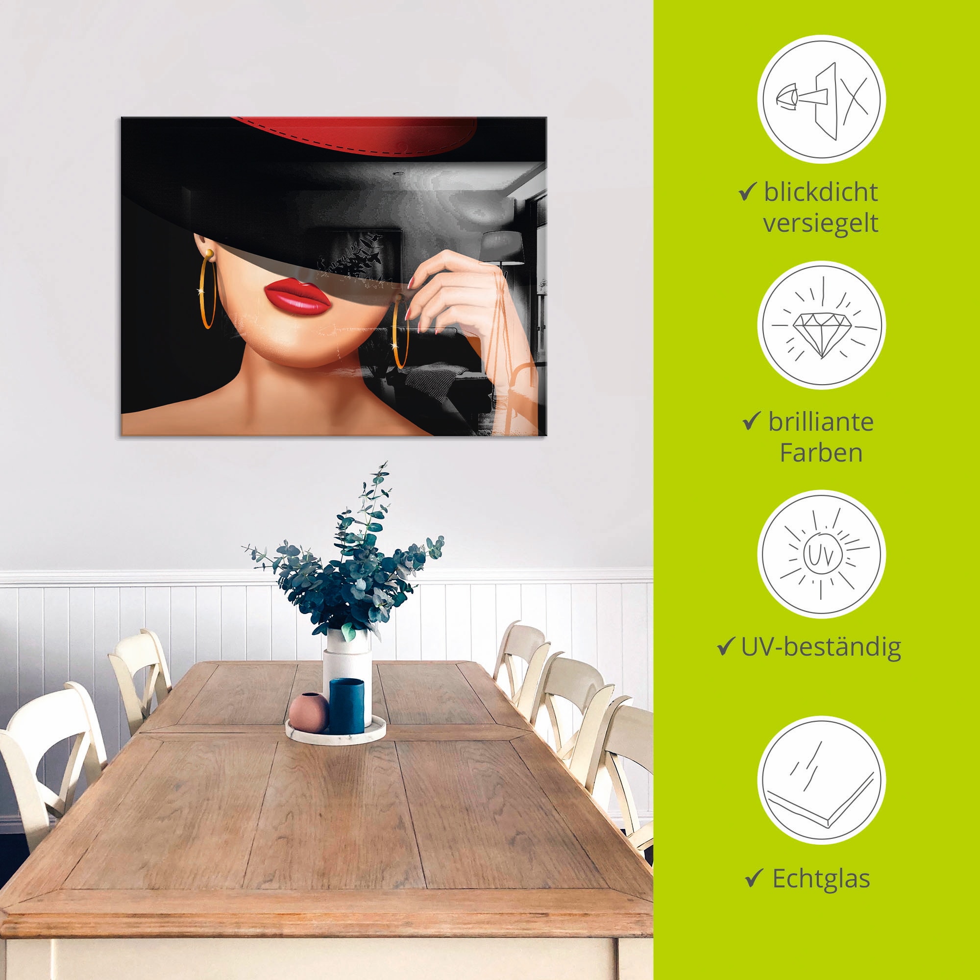 Artland Glasbild »Die Lady von der Rennbahn« Frau 1 Stk. tlg. in verschiedenen Grössen