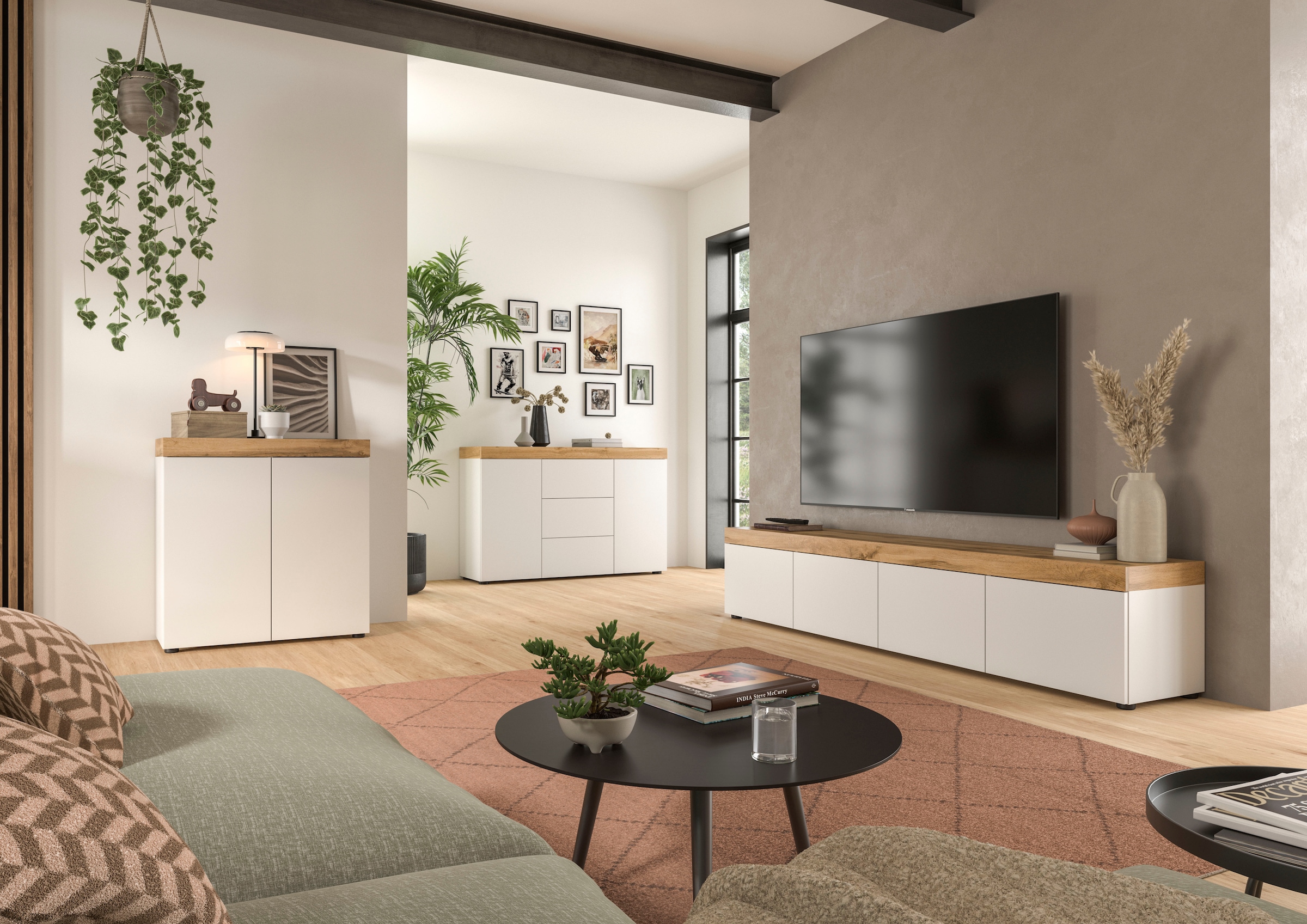 GOODproduct Sideboard »MAMBO, Breite 125cm, 2 Türen, 3 Schubkästen, push-2-open« 2 farbige Ausführung, in verschiedenen Farben erhältlich, 1 cuis tlg. Sideboard, Kommode, Wohnzimmer, Flur, Arbeitszimmer