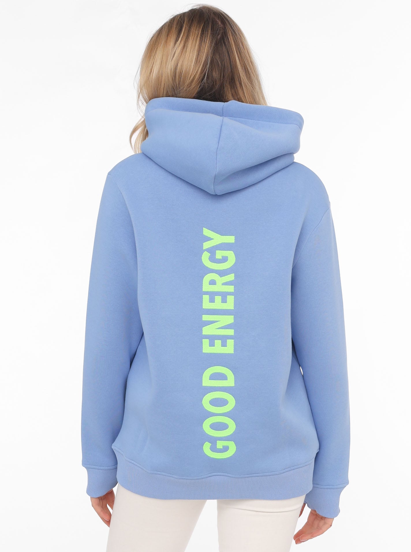 Zwillingsherz Sweatshirt gestickter Schriftzug, Kapuze, Langarm, Kängurutasche, Kordelzug