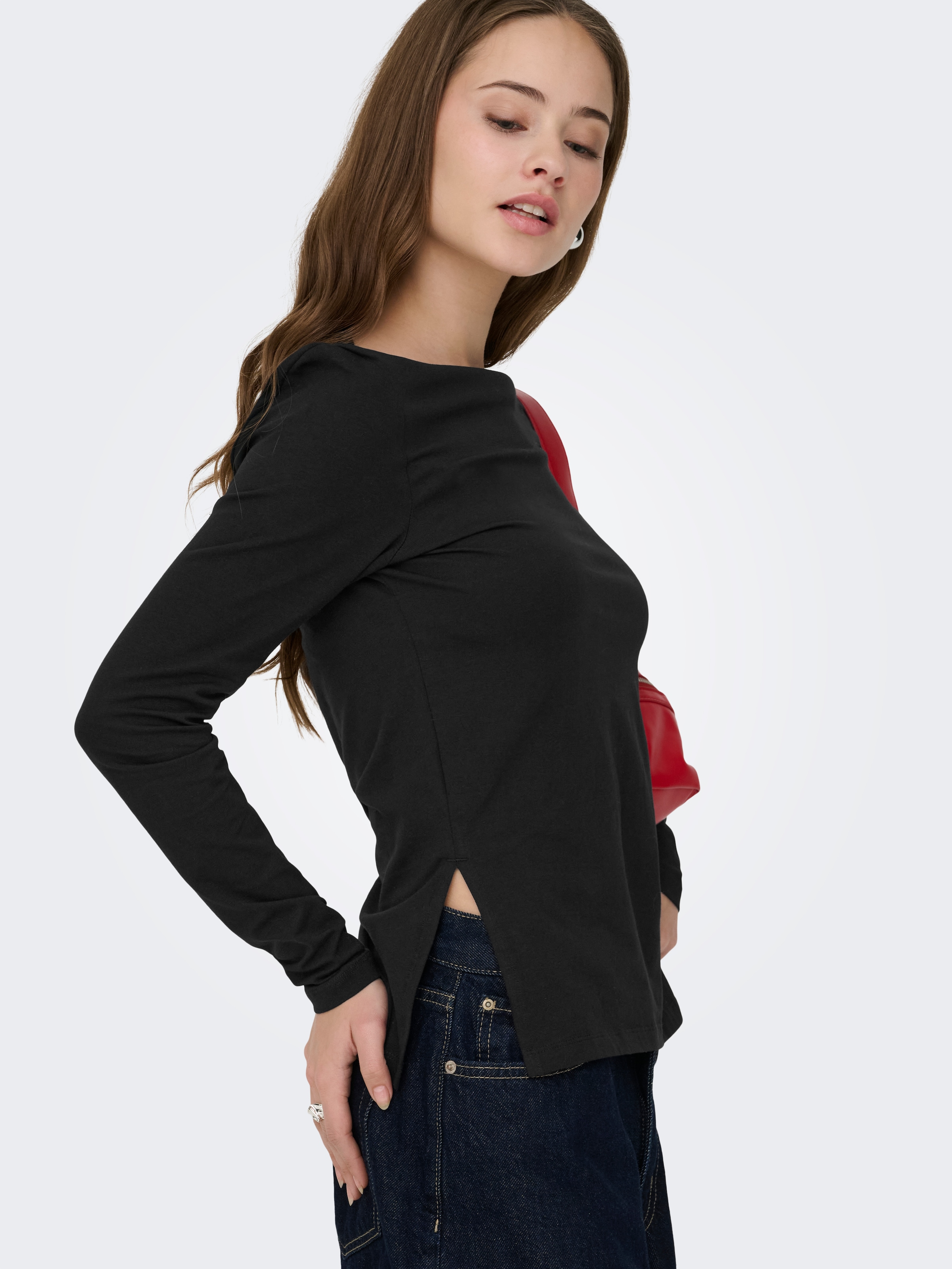 ONLY Langarmshirt »ONLKISS LIFE LS BOATNECK TOP CC JRS NOOS«