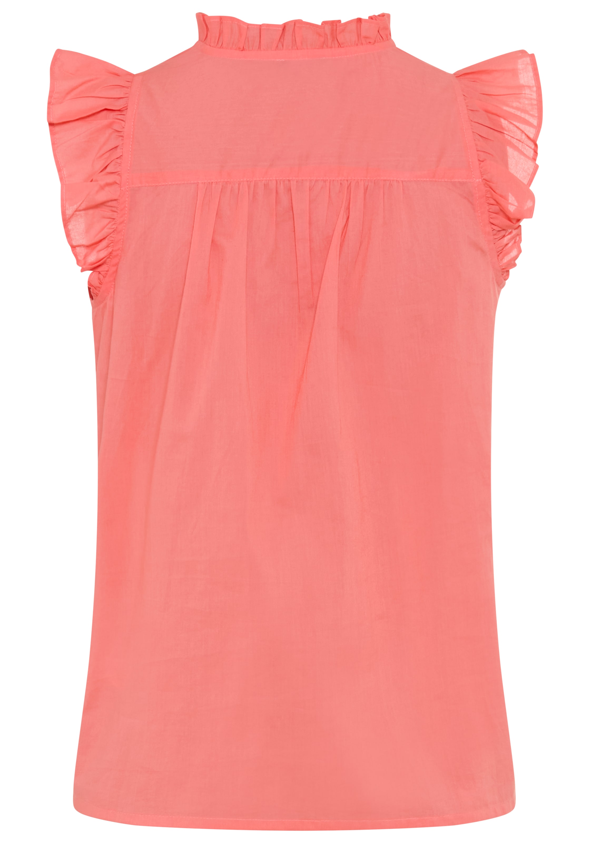Laura Scott Chemisier à volants ärmellose Bluse, figurumspielende Passform, hüftlange Schnittform