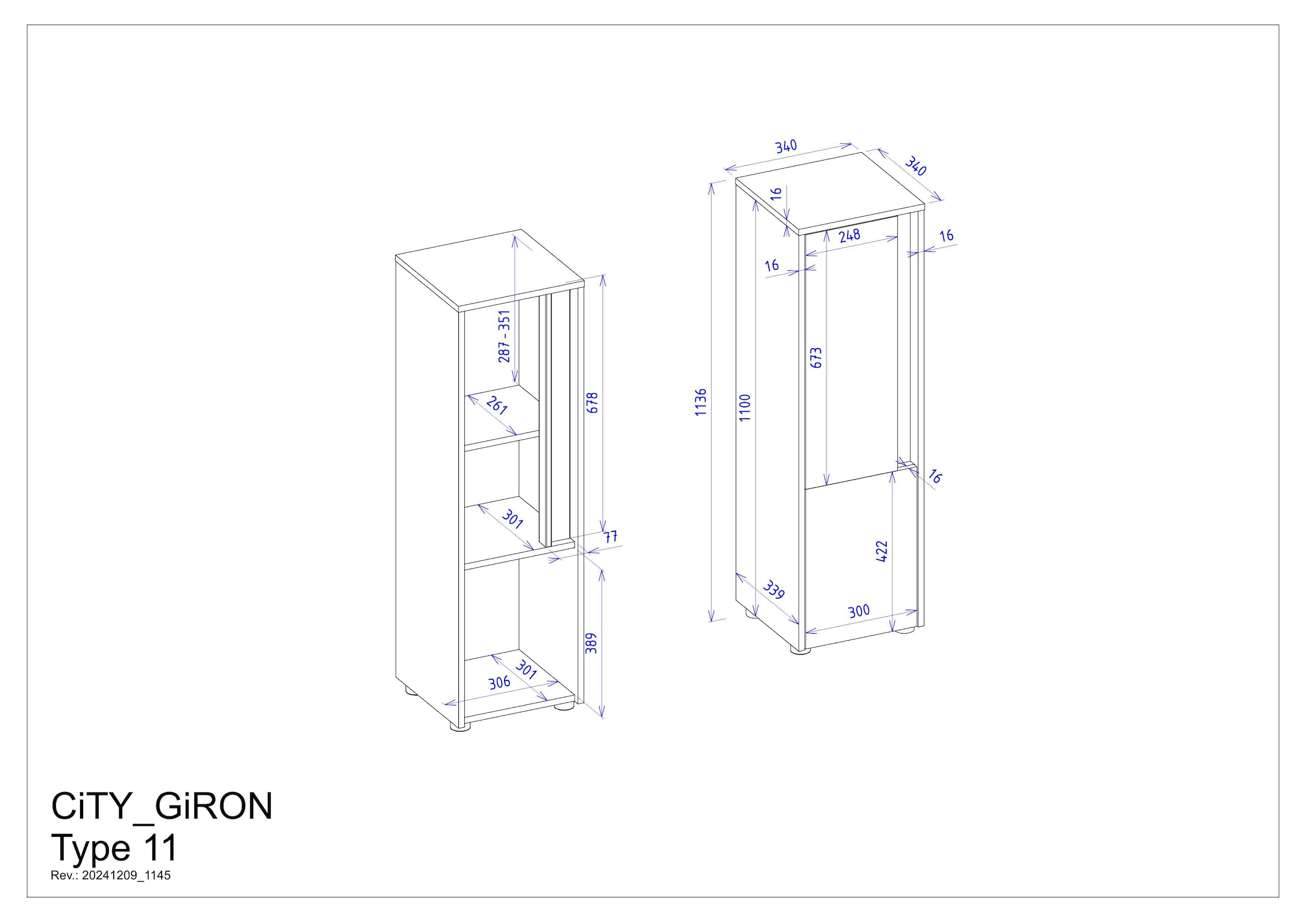 INOSIGN Midischrank »CITY/GIRON, Badschrank mit Griffmulde, Hochschrank in zeitlosem Design« in den Farben Weiss und Anthrazit verfügbar, viel Stauraum