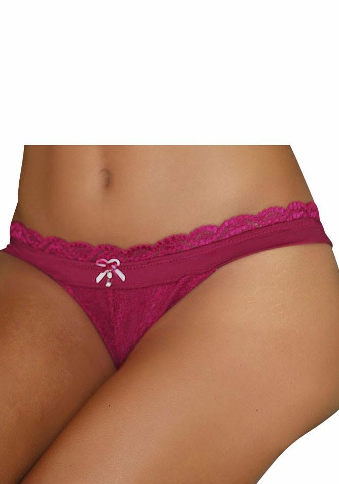 LASCANA String »Premium Dessous« en dentelle délicate avec petit nœud décoratif et accessoire