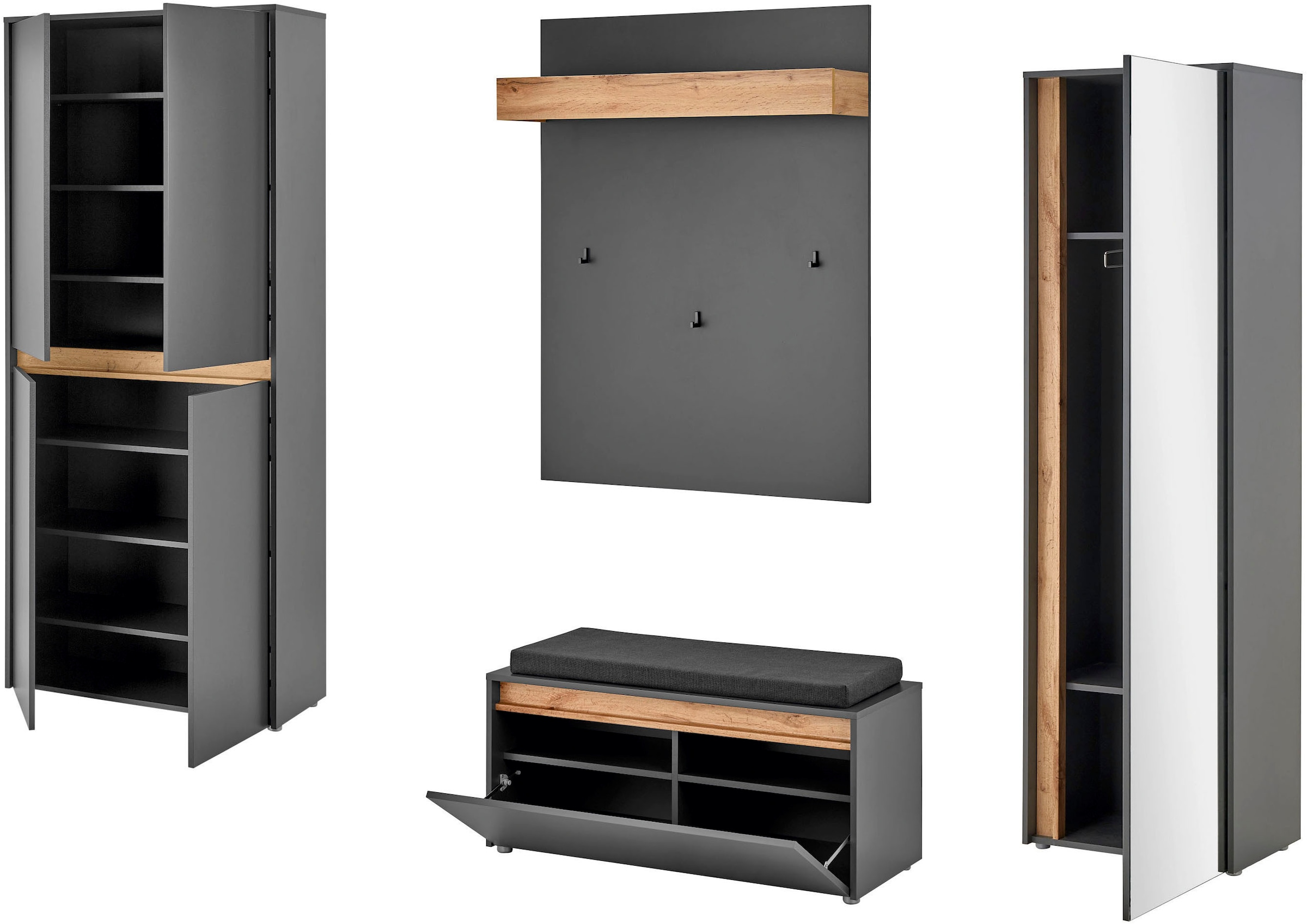 Home affaire Garderoben-Set »City/Giron, moderne Garderobe, viel Stauraum, ca. 40 Schuhe« Set, 4 Stk. tlg.