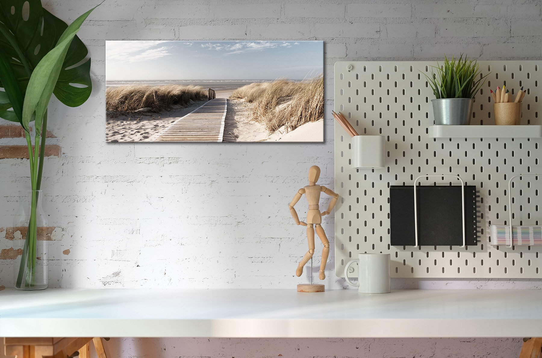 Bönninghoff Tableau sur toile »Wandbild WEG ZUM STRAND 33x70 cm – Leinwandbild Keilrahmen Deko modern« Dune | Mer | Plage 1 cuis tlg. tendu sur châssis