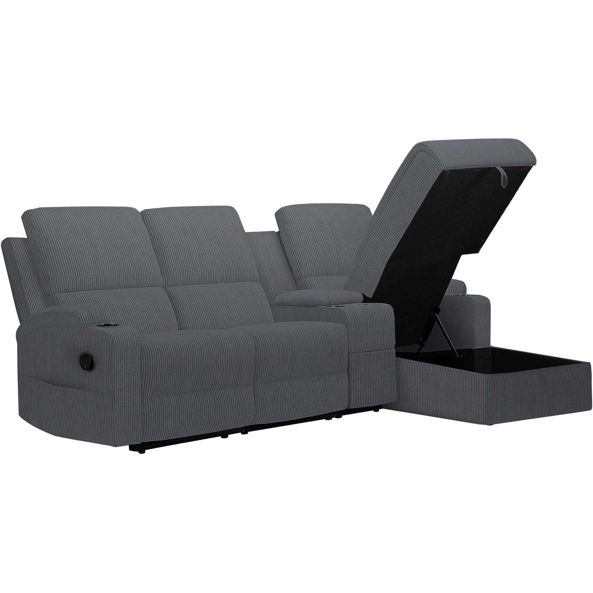 GOODproduct Ecksofa »NAPORI Multimediasofa, 3er Kinosessel XXL, L-Form, Cord« Kinosofa mit Relaxfunktion, Getränkehalter, Staufach und Staukasten