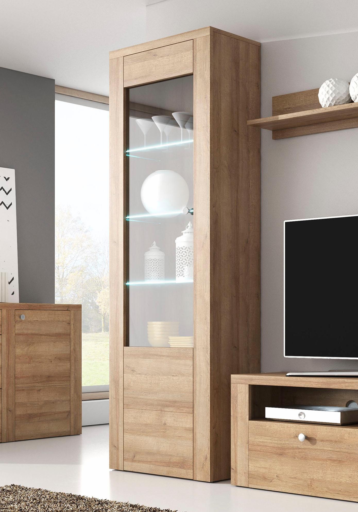 Home affaire Vitrine »Larona, zeitlose Glasvitirne, Hochschrank Höhe 205,6 cm« Stauraumvitrine mit dekorativer Rahmenoptik,