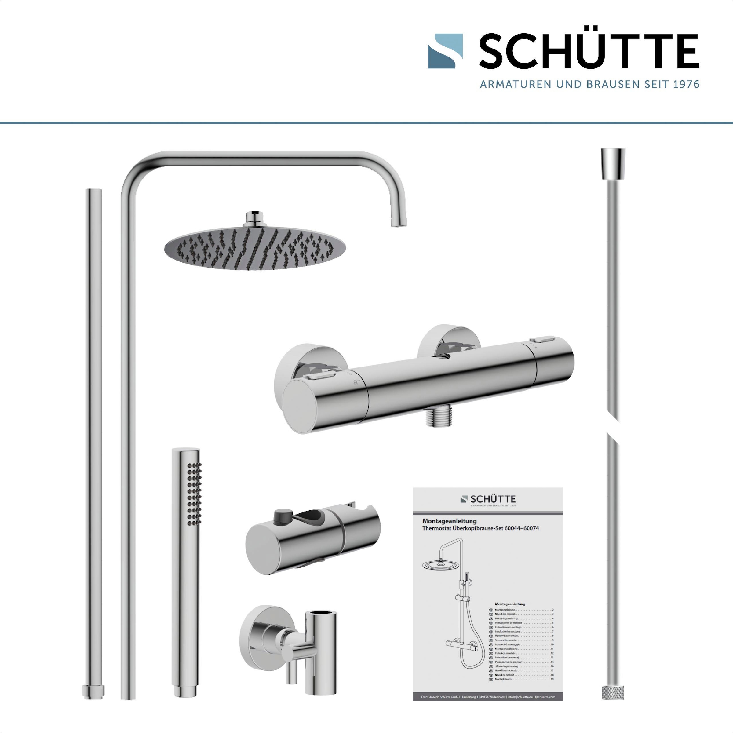 Schütte Brausegarnitur »AQUADUCT« höhenverstellbar 80-120 cm, Antikalk, wassersparend