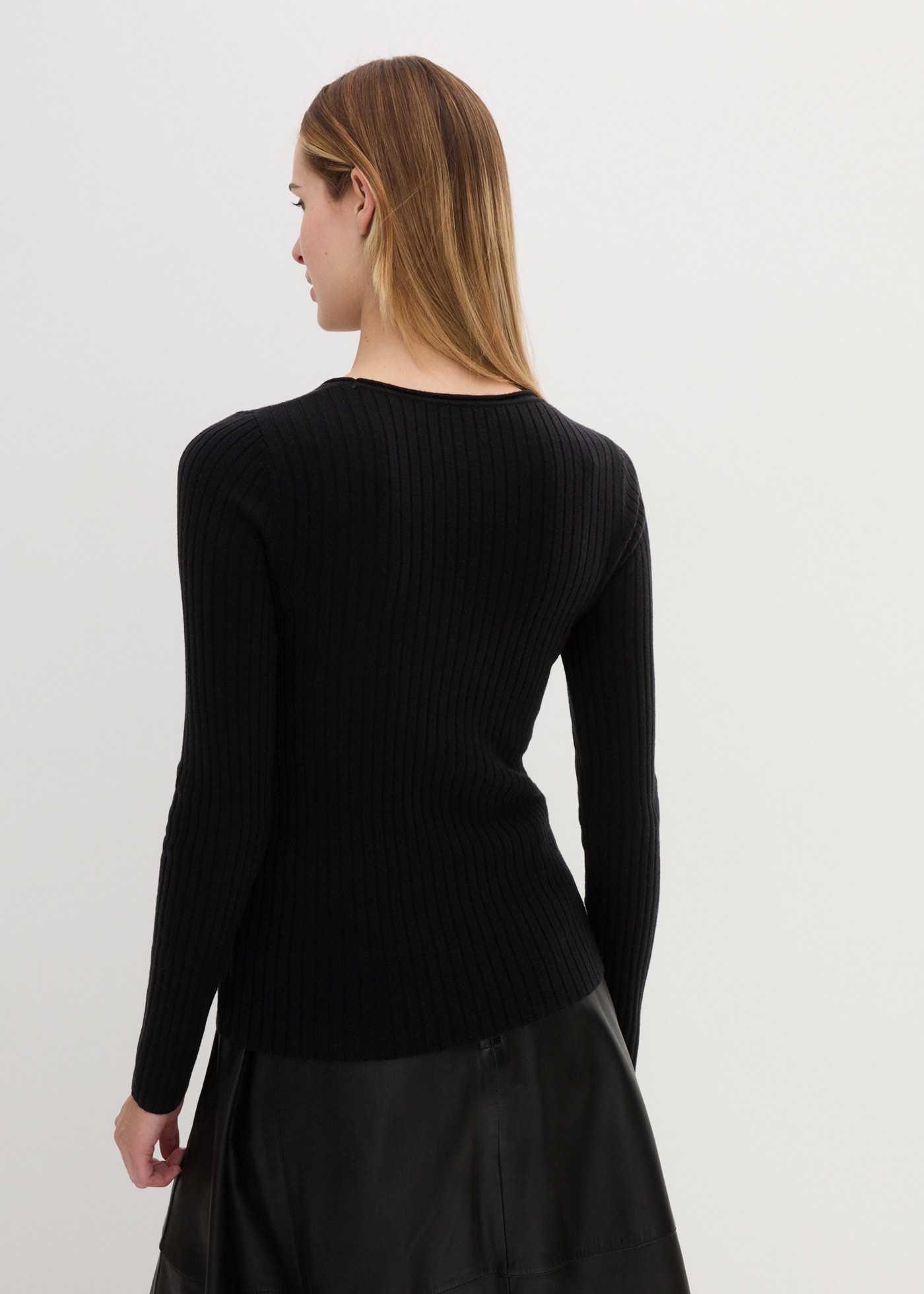 bonprix Strickpullover aus Merinowolle, Langarm, schmale Passform