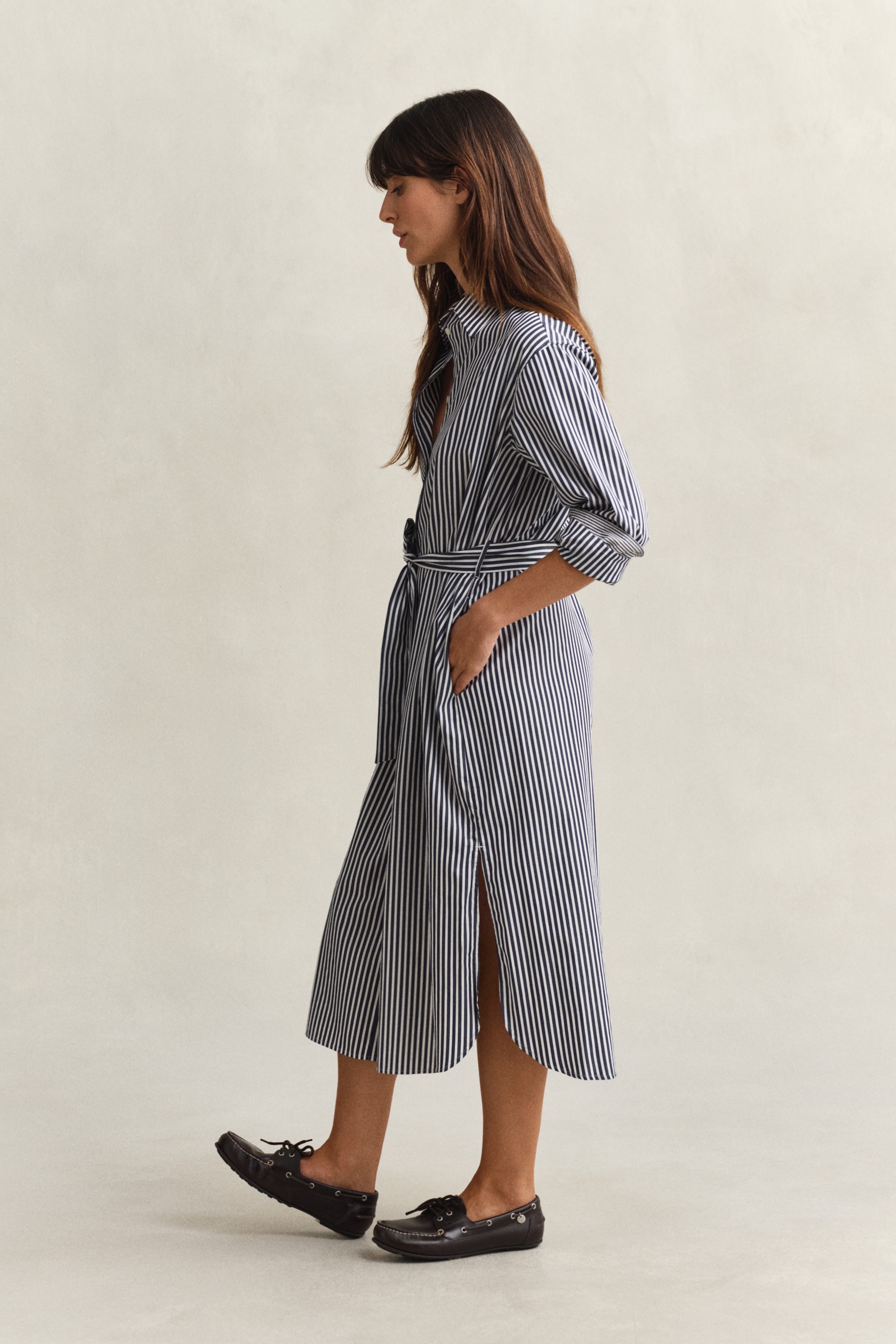 Gant Robe chemisier »CLASSIC POPLIN STRIPE« mit Streifen, Taillengürtel, regular fit