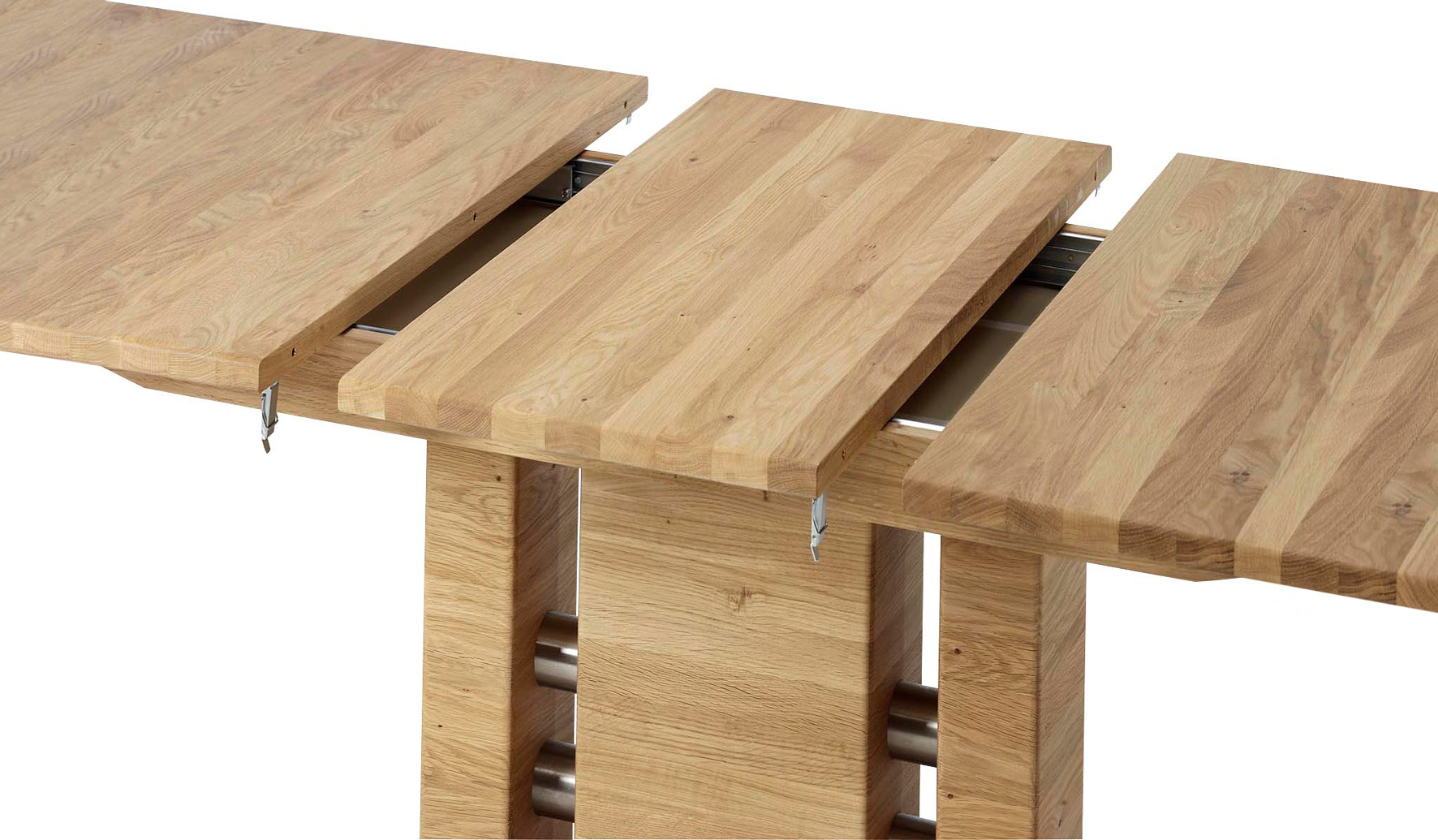 K+W Komfort & Wohnen Table de salle à manger »5030« table fonctionnelle avec rallonge synchronisée, bois massif, 2 largeurs au choix