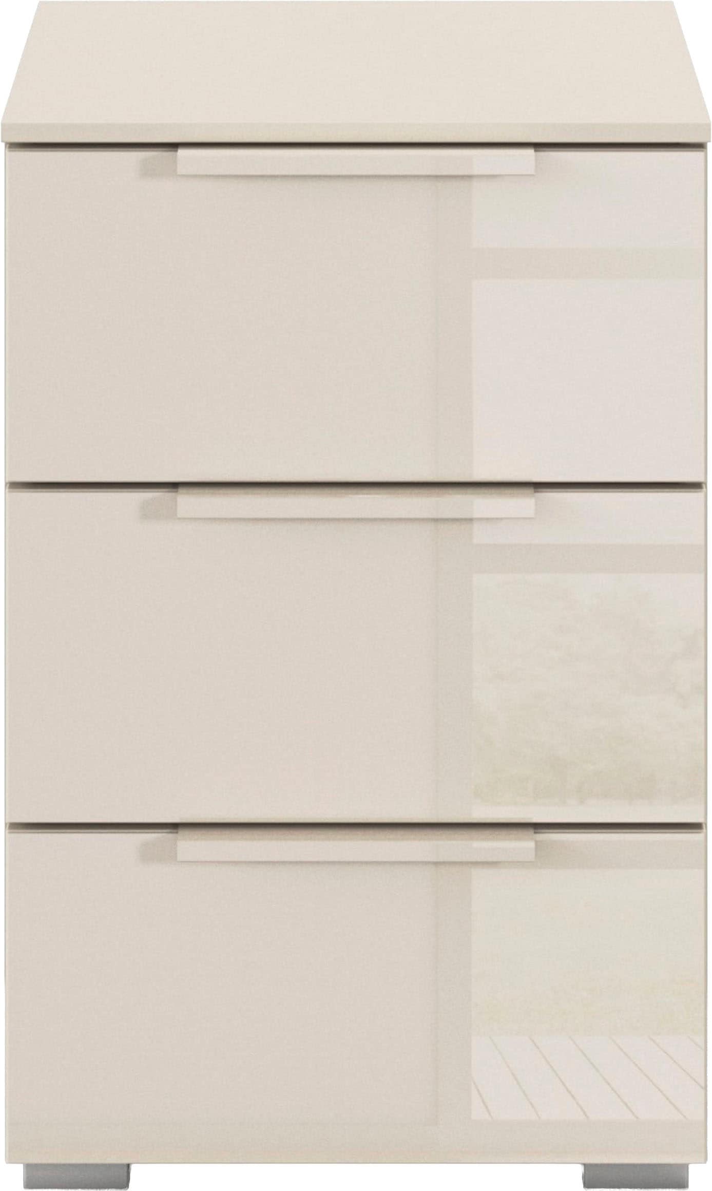 rauch Nachtkommode »Nachttisch Nachtkonsole MONTCLAR Frontauswahl Dekor/Hochglanz/Glas« Breite 40 cm / Höhe 61 cm, inkl. Soft-Close-Funktion,  mit 3 geräumigen Schubladen, viele Griffvarianten MADE IN GERMANY