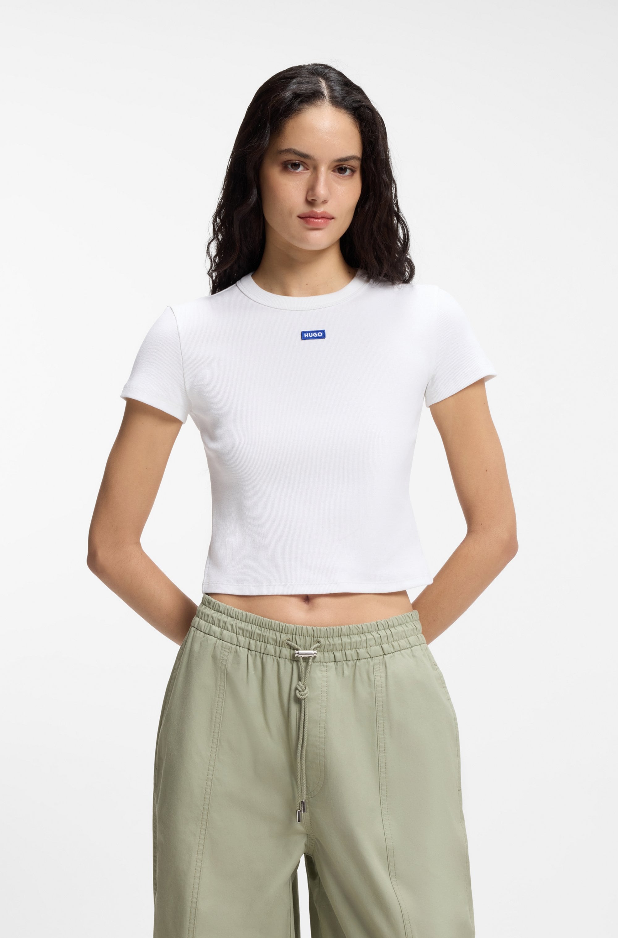 HUGO Blue T-shirt »Baby Tee« in verkürzter Länge