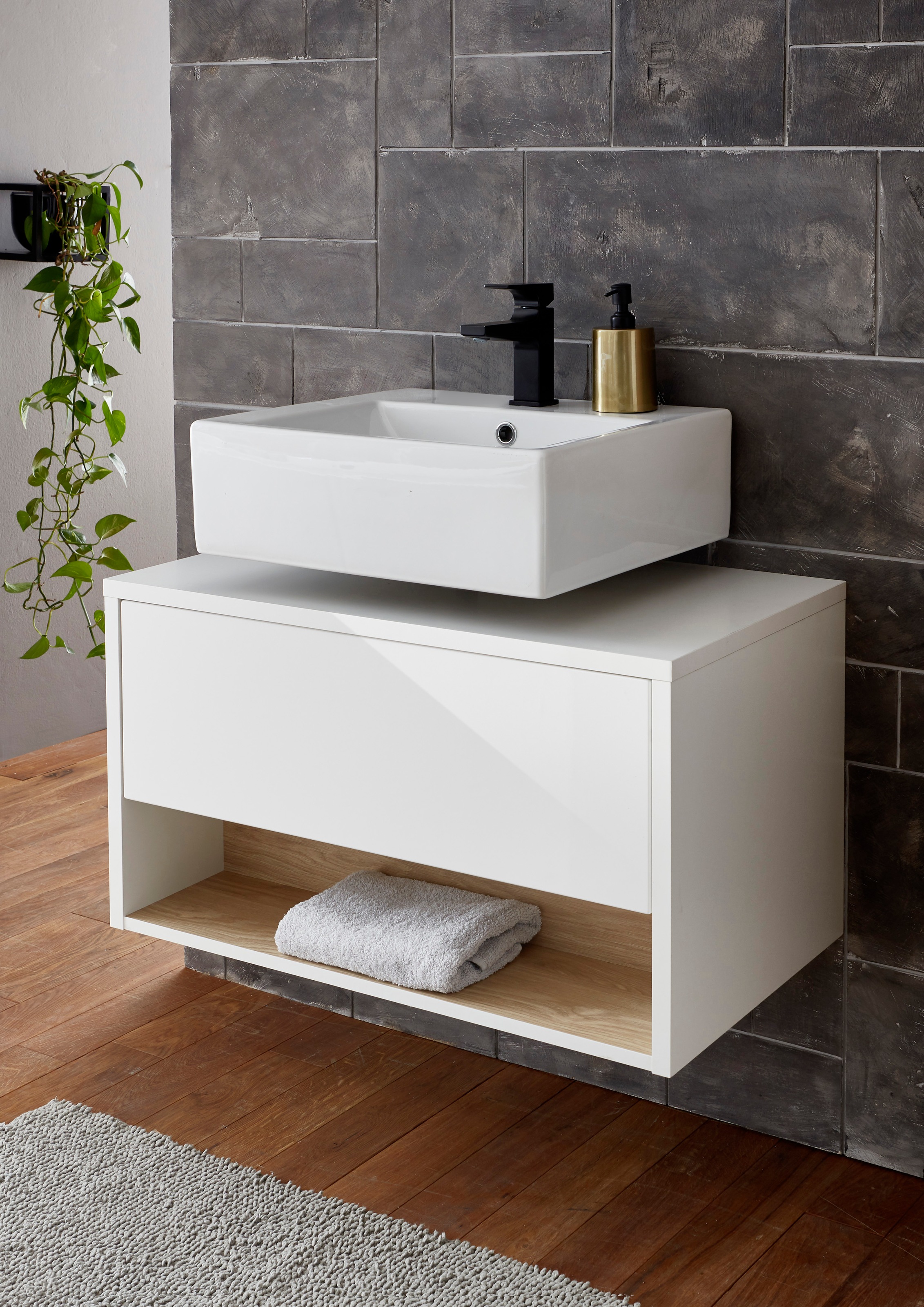 PLACES OF STYLE Badmöbel-Set »Studio Line, Bad im modernen Design, 4-teiliges Badezimmer« 4 Stk. tlg.