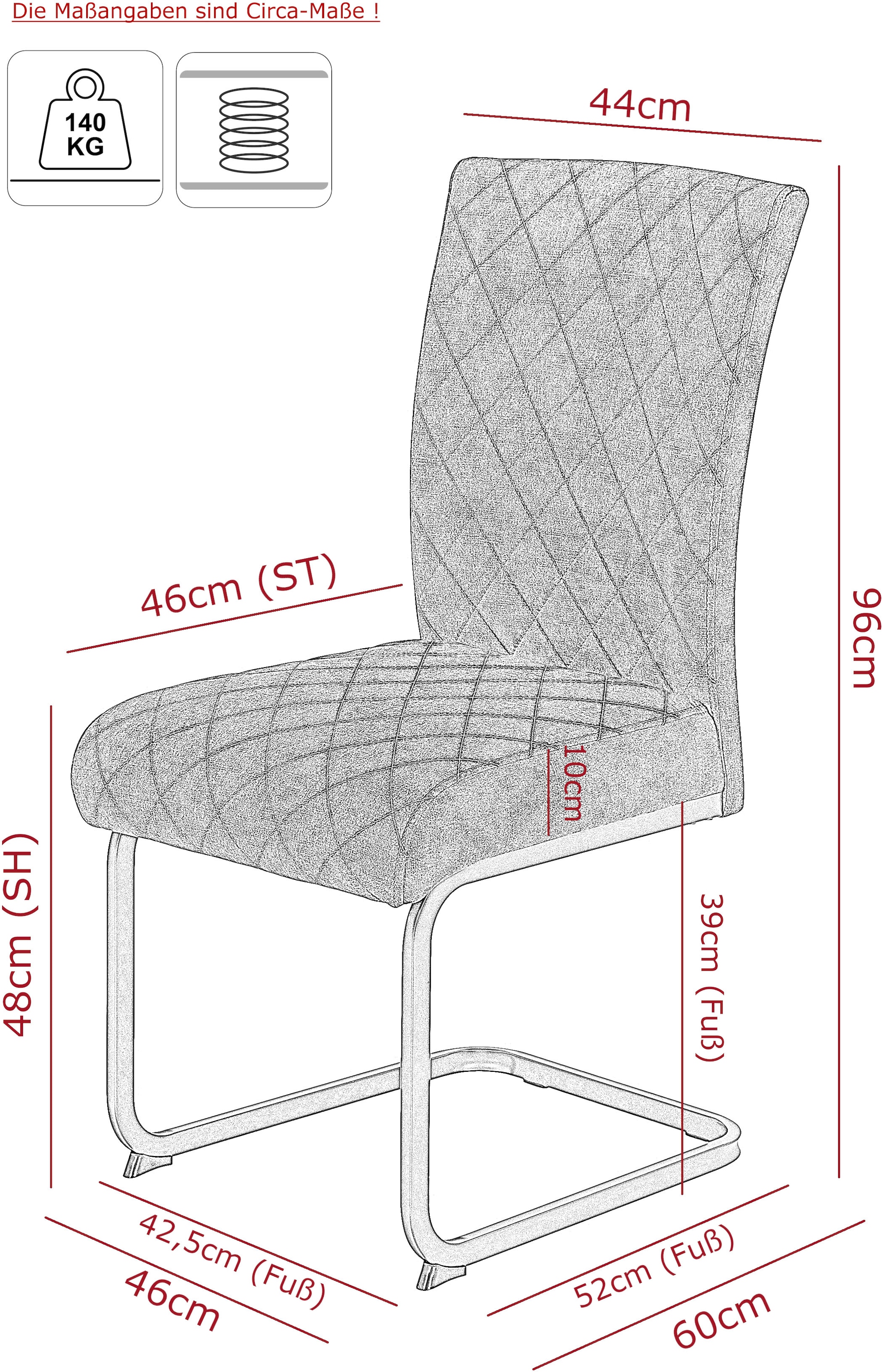 GOODproduct Chaise cantilever »LINA« (Set) 2 cuisKomfortsitz mit Federkern