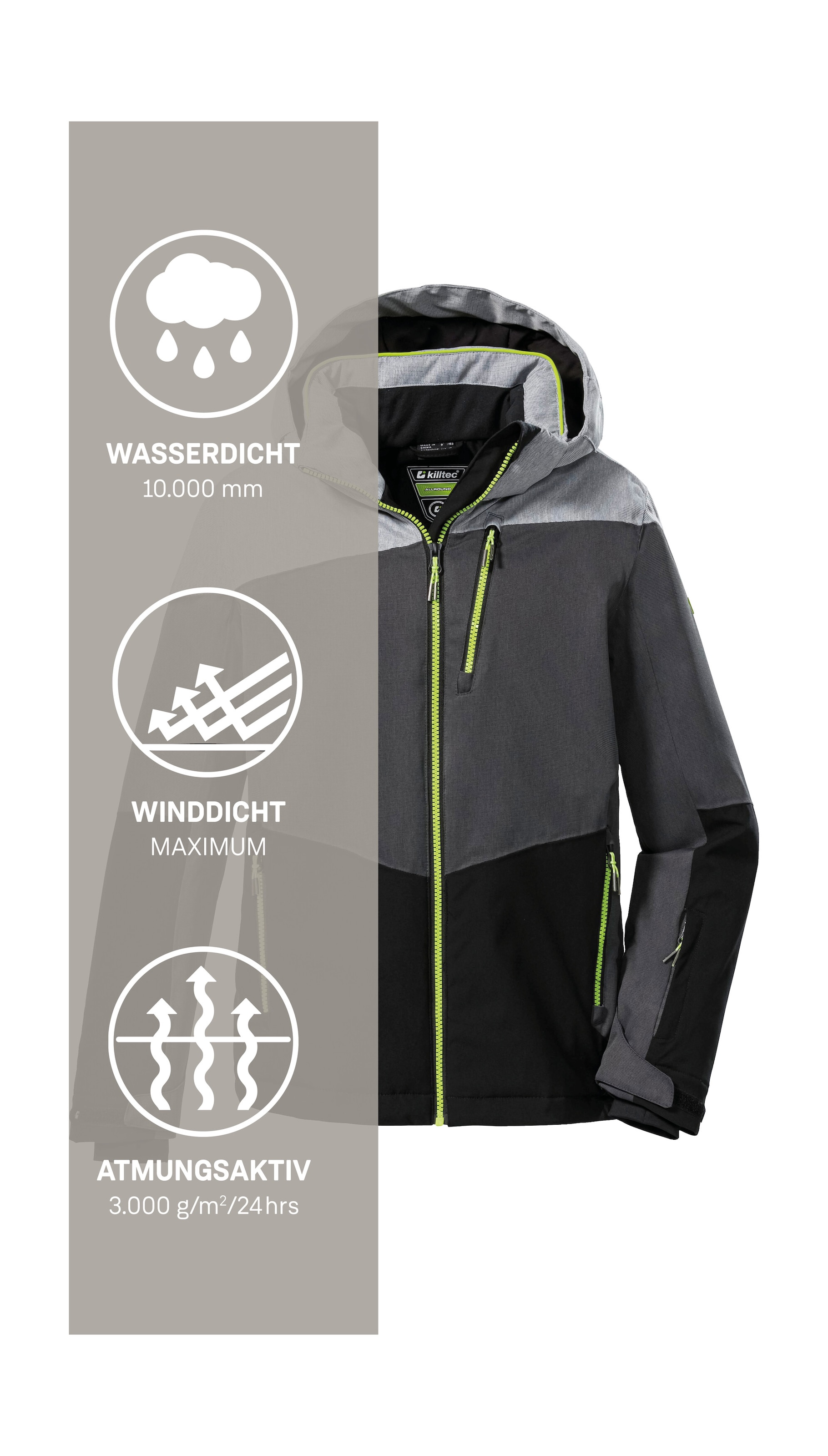 Killtec Veste de ski »KSW 161 BYS SKI JCKT« Wasserdichte, atmungsaktive Skijacke mit abnehmbarer Kapuze