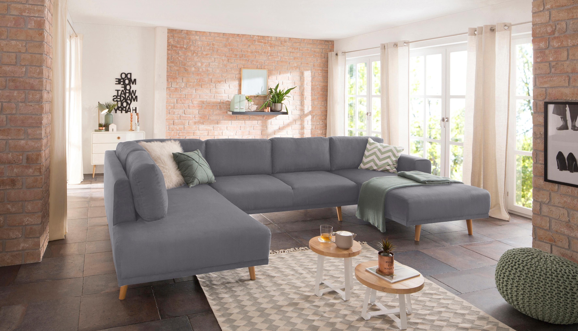 Home affaire Paysage de salon »Lasse U-Form« im scandinavischem Stil mit Holzfüssen