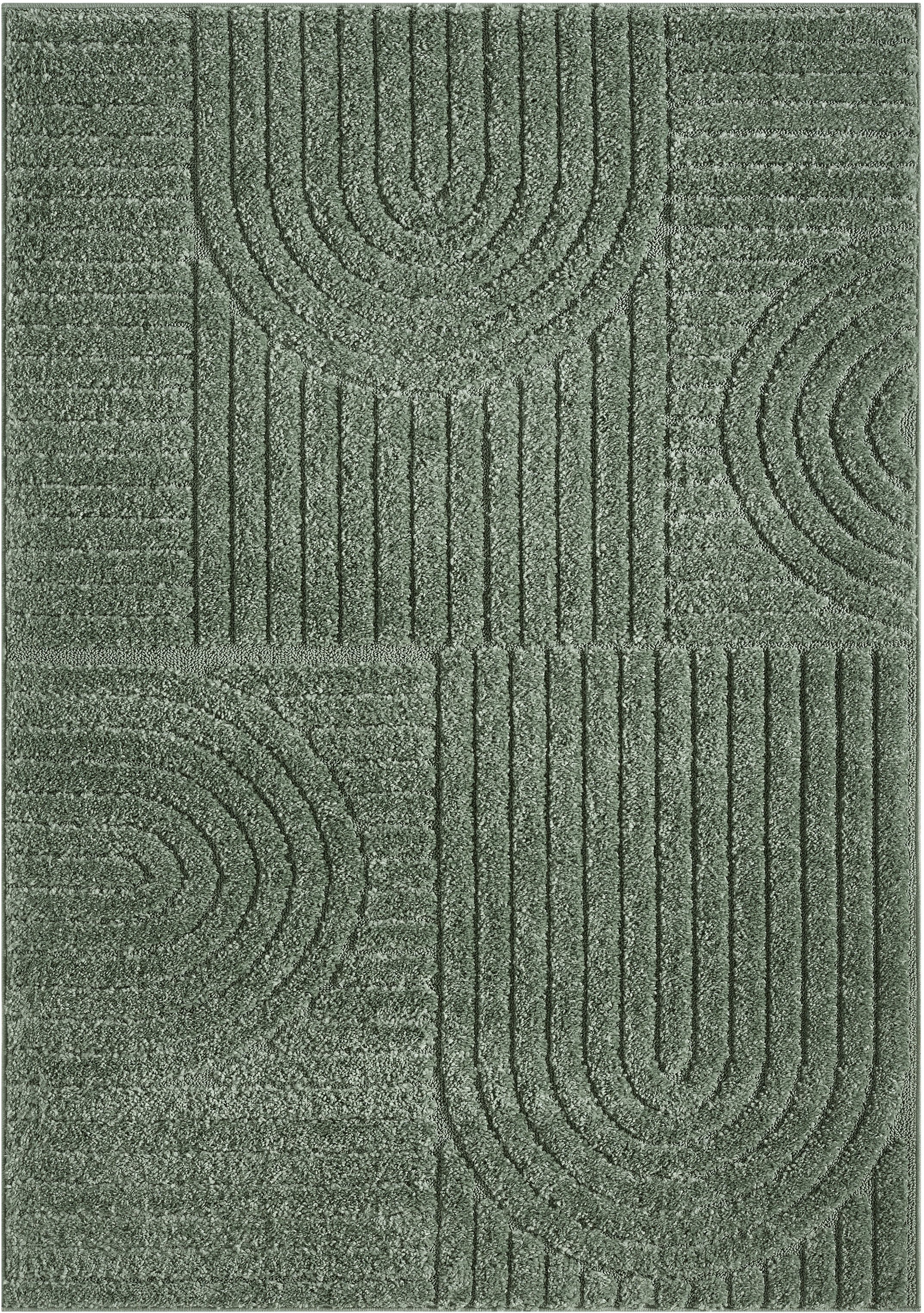 GOODproduct Tapis »Jonne, Boho-Design, Scandi, Designteppich« Rectangulaire 20 mm Höhe Hoch-Tief, 3D Optik, skandinavischer Stil, Wohnzimmer, Schlafzimmer