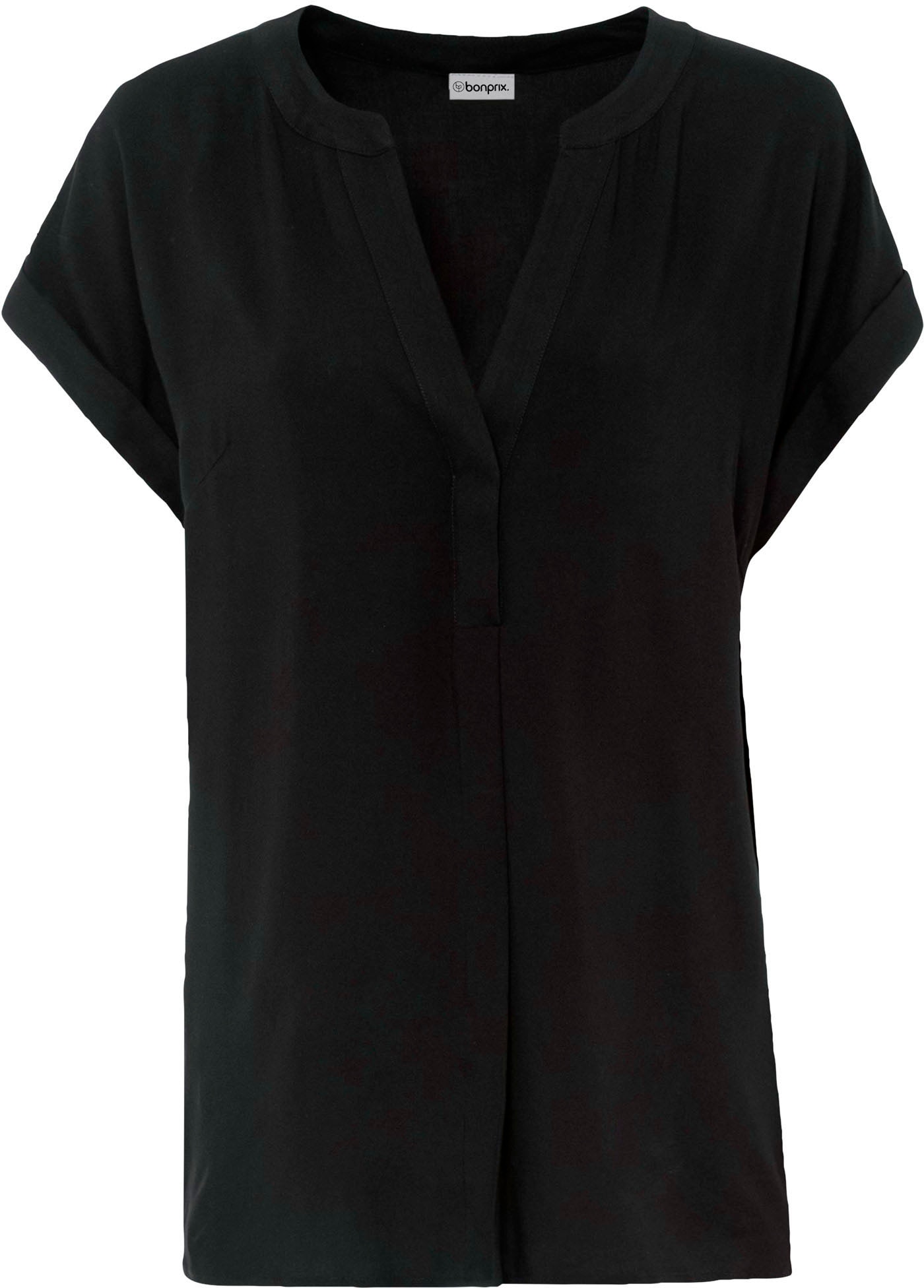 bonprix Tunika eleganter Look, Kurzarm-Design, Regular Fit, mit Henley-Kragen