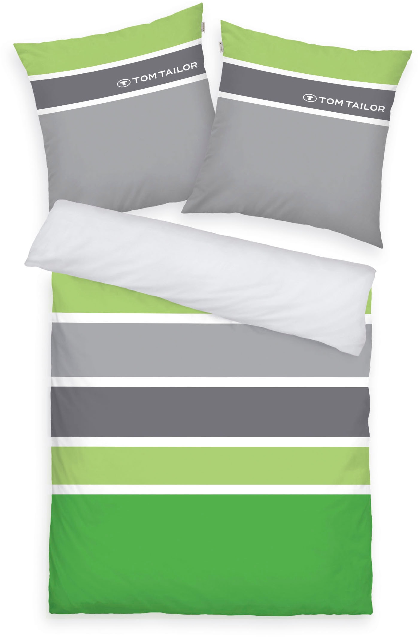 TOM TAILOR HOME Bettwäsche »Felix in Gr. 135x200 oder 155x220 cm« 3 Stk. tlg. mit GRATIS-Zugabe: Gästehandtuch (100% Baumwolle), mit Reissverschluss