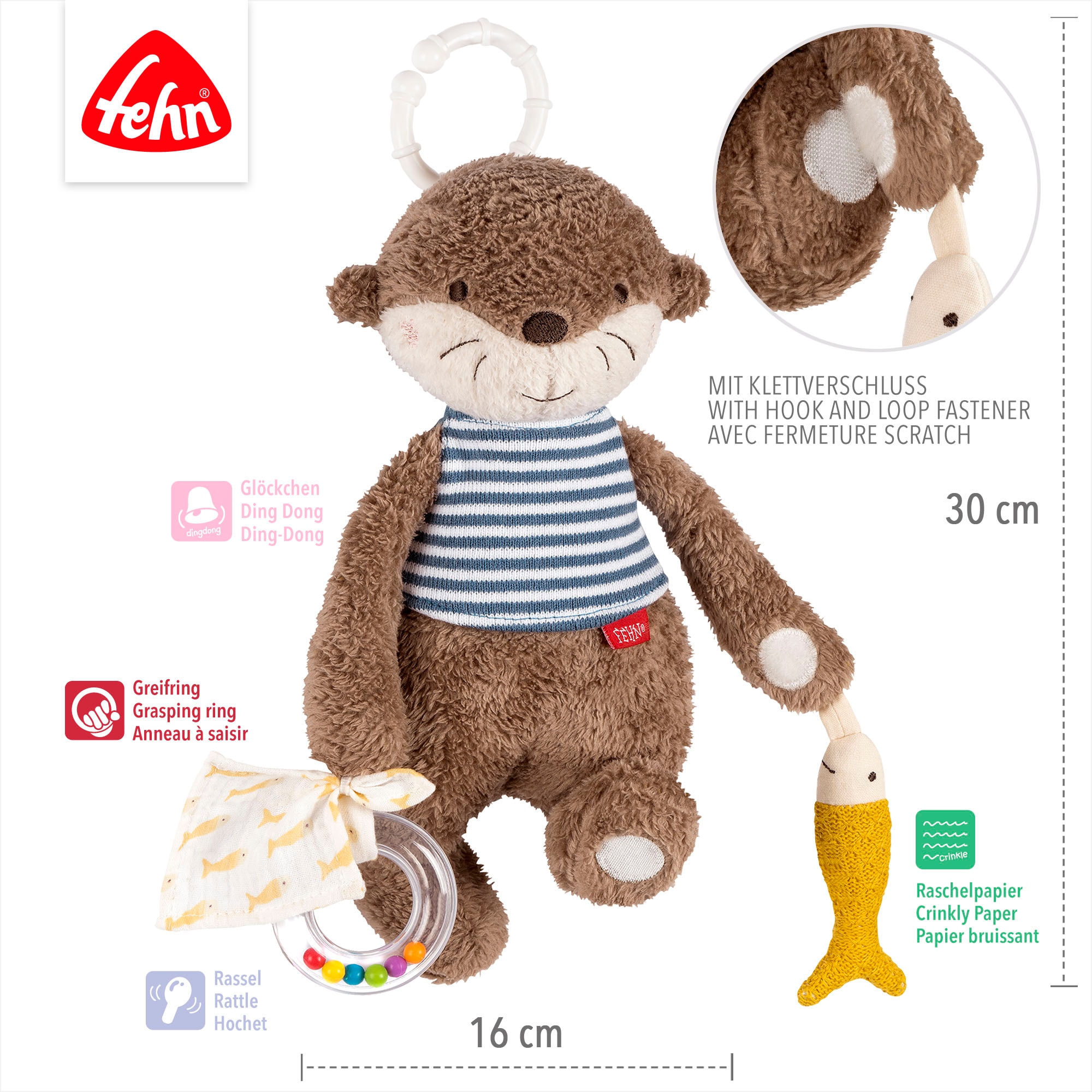Fehn Greifspielzeug »Otter Theo, Activity-Otter« zur Befestigung an Kinderwagen, Babyschale oder Bett
