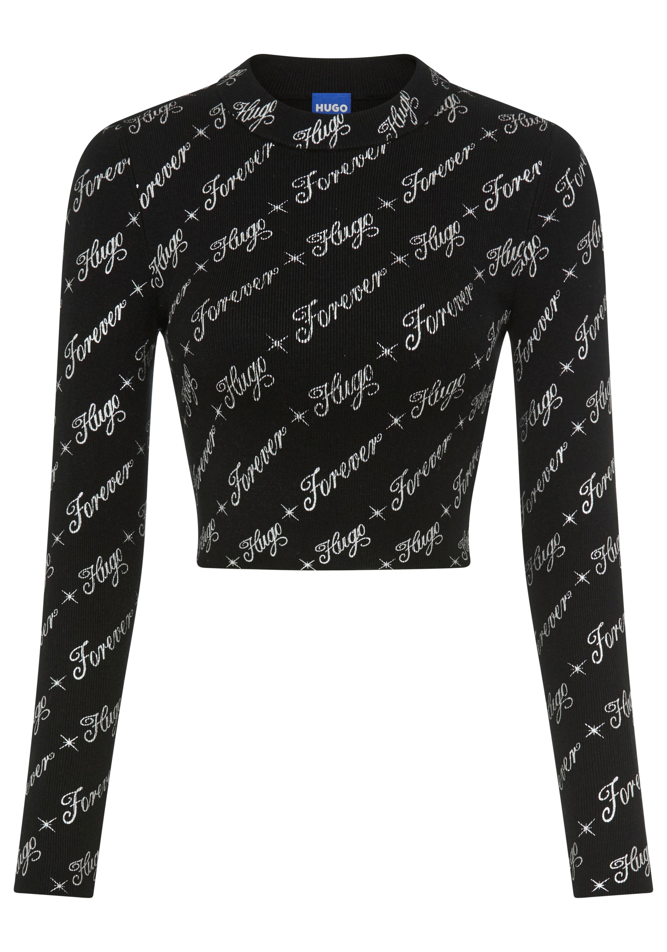 HUGO Blue Langarmshirt »Soiler« mit All-Over-Print, cropped