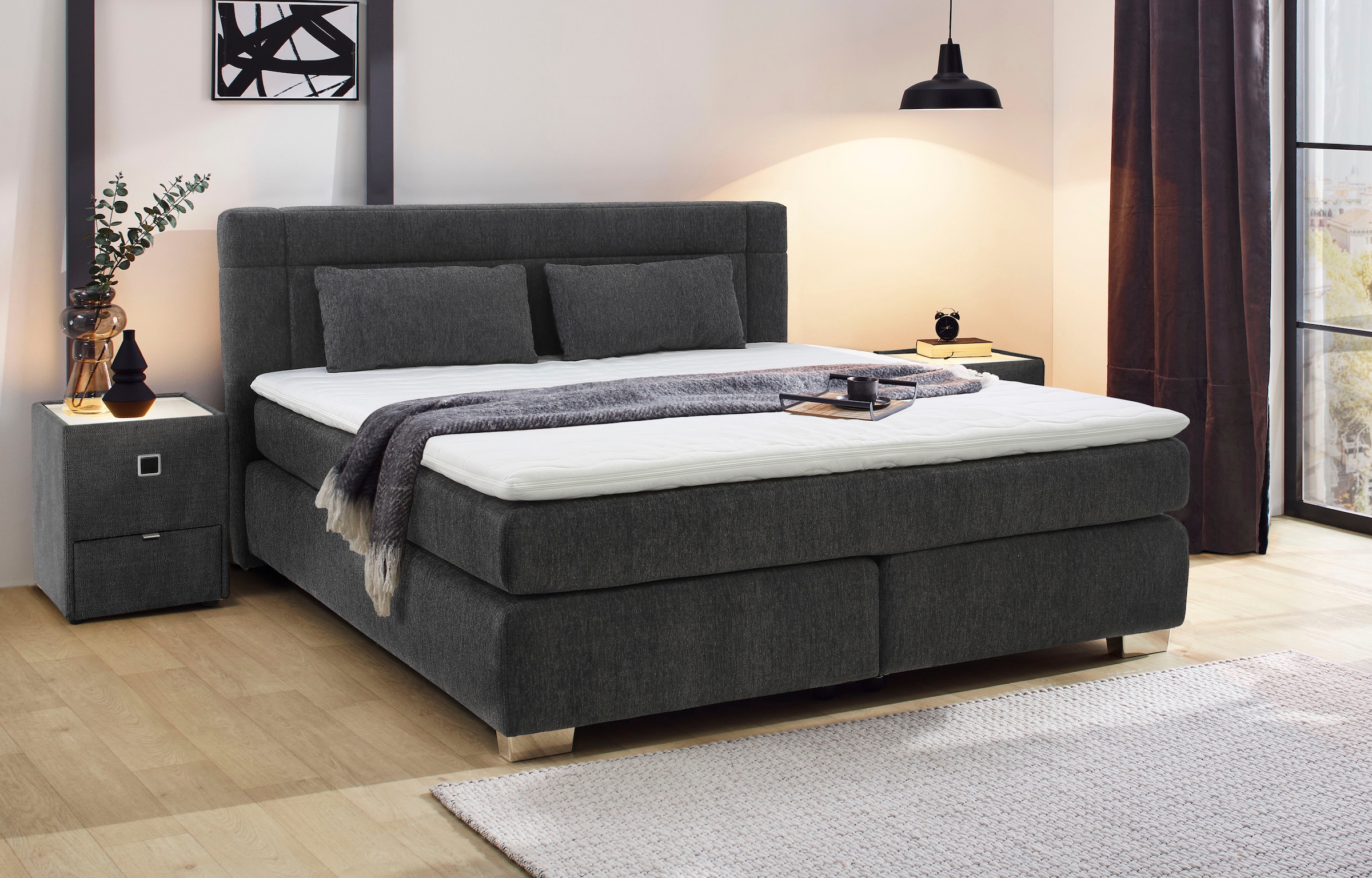 Jockenhöfer Gruppe Boxspringbett »ROMANA, inkl. 7-Zonen-TTFK-Matratze H3/H4« Kaltschaumtopper, Chenille- oder Microfaser-Bezug, 160/180 cm x 200 cm