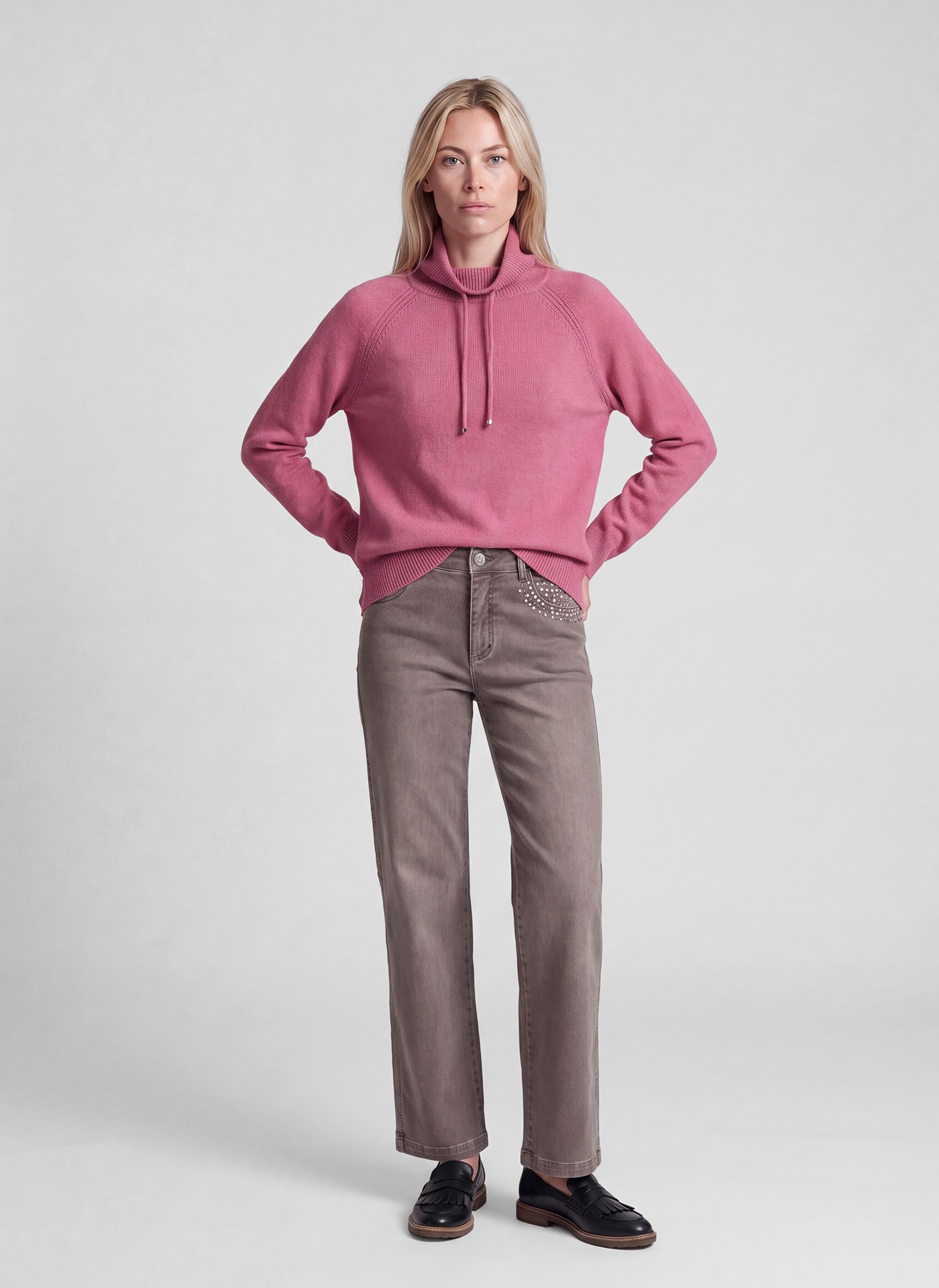 Rabe Pull en tricot mit Stehkragen mit Kordelzug / mit Wolle