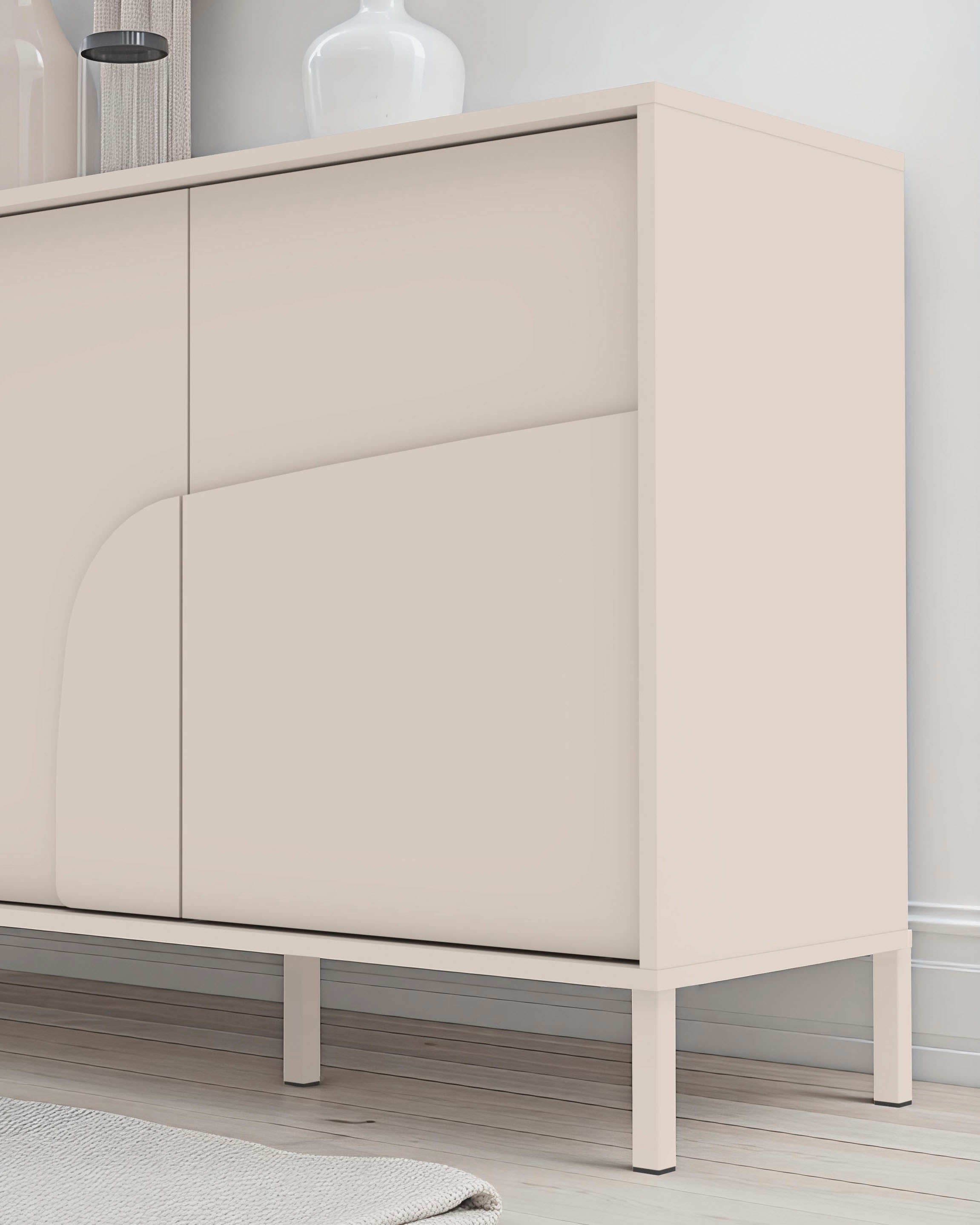 INOSIGN Sideboard »Stone, 155 cm breit, 3 Türen, Anrichte, Kommode, Stauraumschrank« 3D-Design, Push-to-open, Innenraum grosszügig, Füsse 14/2 cm wählbar