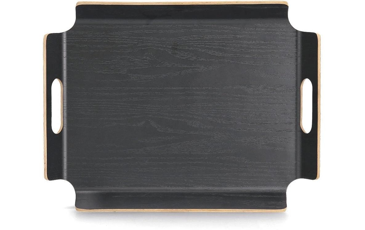 Zeller Present Servierplatte Holz / Wengefurnier, 2 seitliche Griffe, erhabener Rand