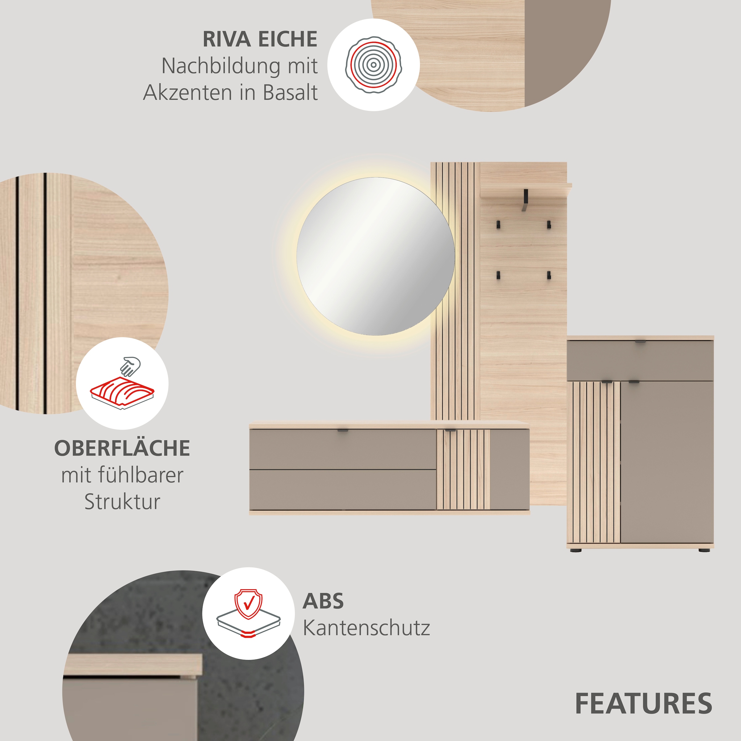 Innostyle Armoire à chaussures suspendue »PISA Hängeschuhschrank« 1 cuis tlg. fermeture douce, bord AB, 1 rabat, 4 compartiments