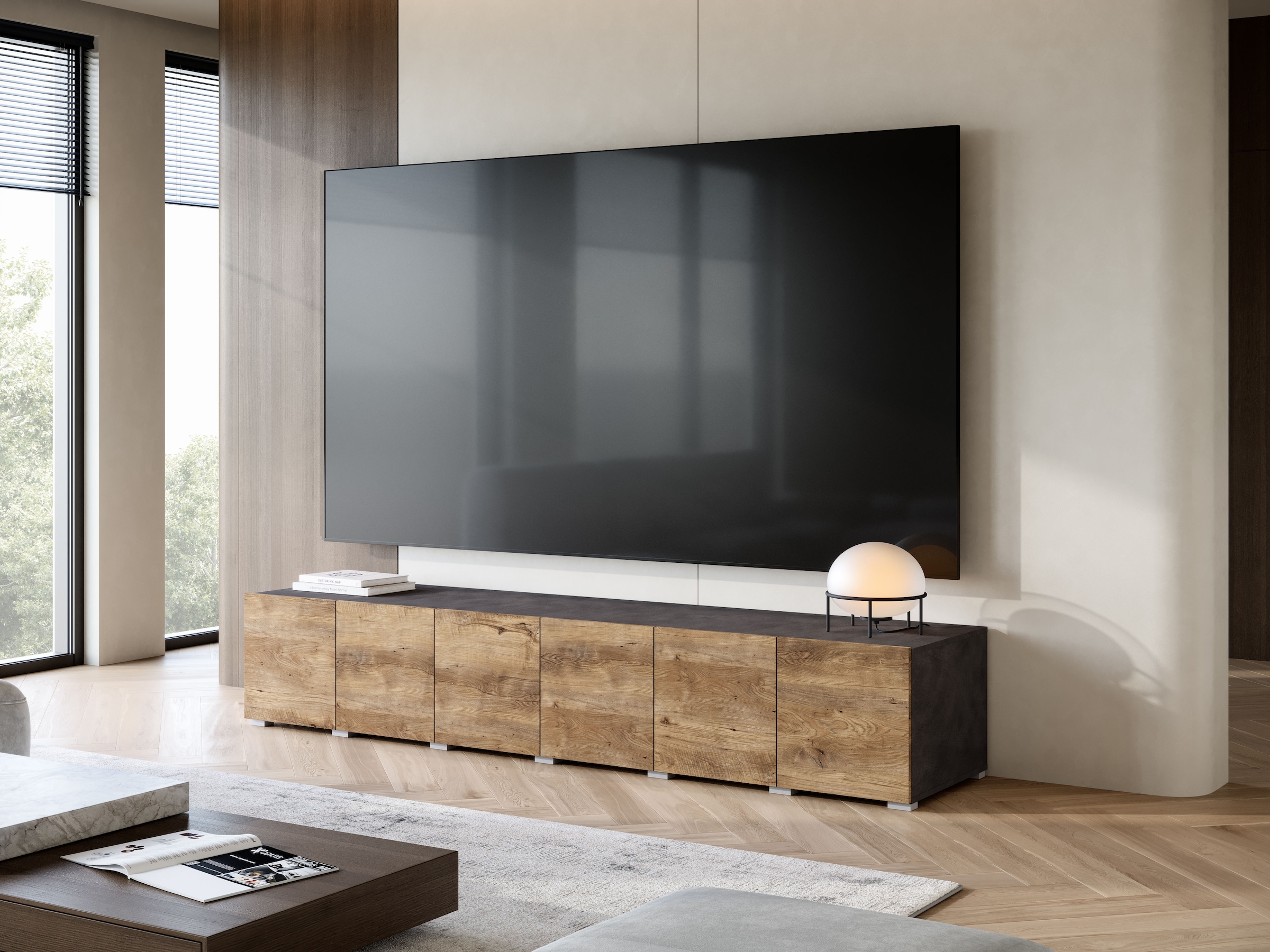 GOODproduct Lowboard »Denver Erlebe die Weltmeisterschaft im XXL-Format« 1 Stk. tlg. Elegantes TV-Möbel 220 cm, speziell für bis zu 98-Zoll Fernseher