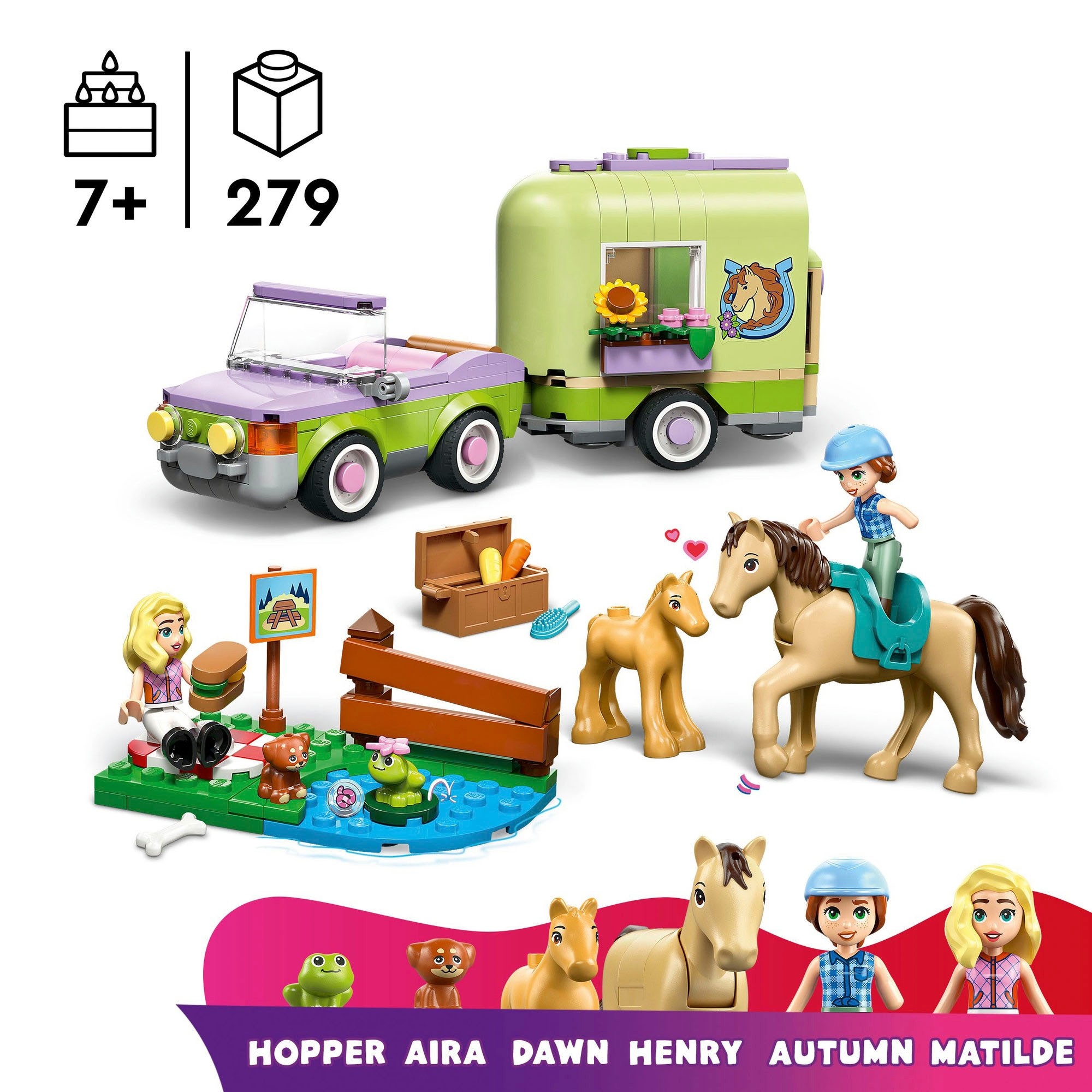 LEGO® Pions de construction »Pferd und Fohlen mit Pferdeanhänger (42695), LEGO Friends«