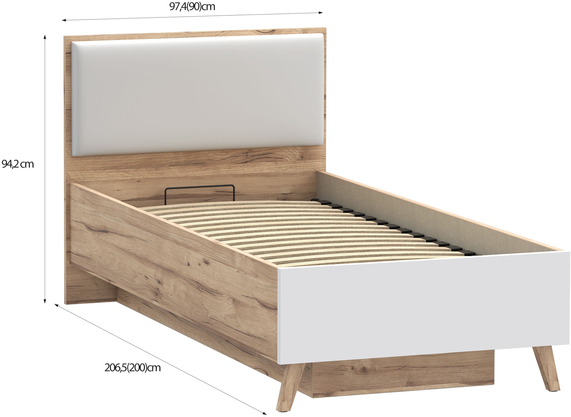 FORTE Lit de rangement »Vankka viel Stauraum, skandinavisches Design, Made in Europe« sommier à lattes rabattable, autres produits de la série disponibles