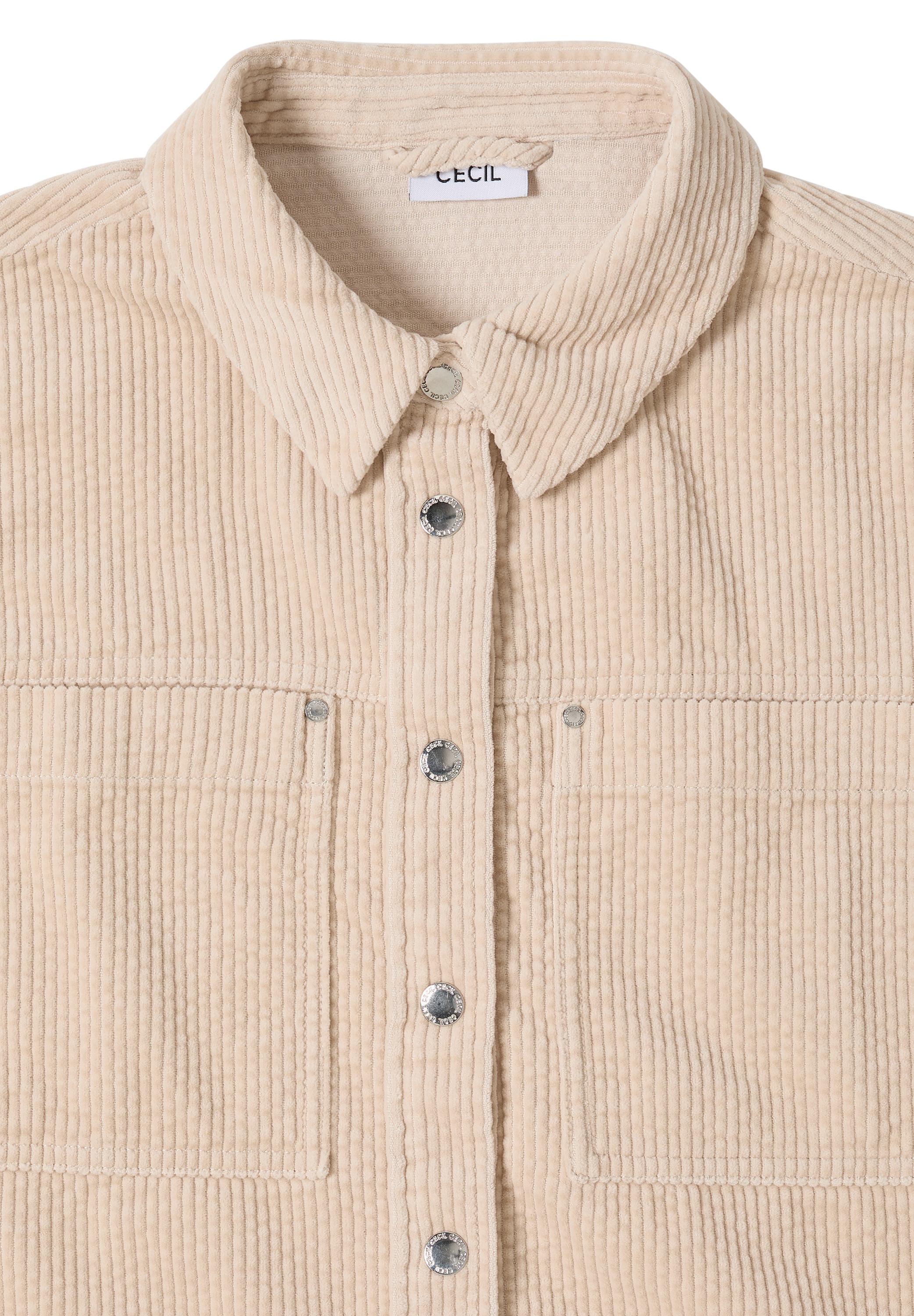 Cecil Veste chemisier ohne Kapuze Overshirt mit Knopfleiste, Cord