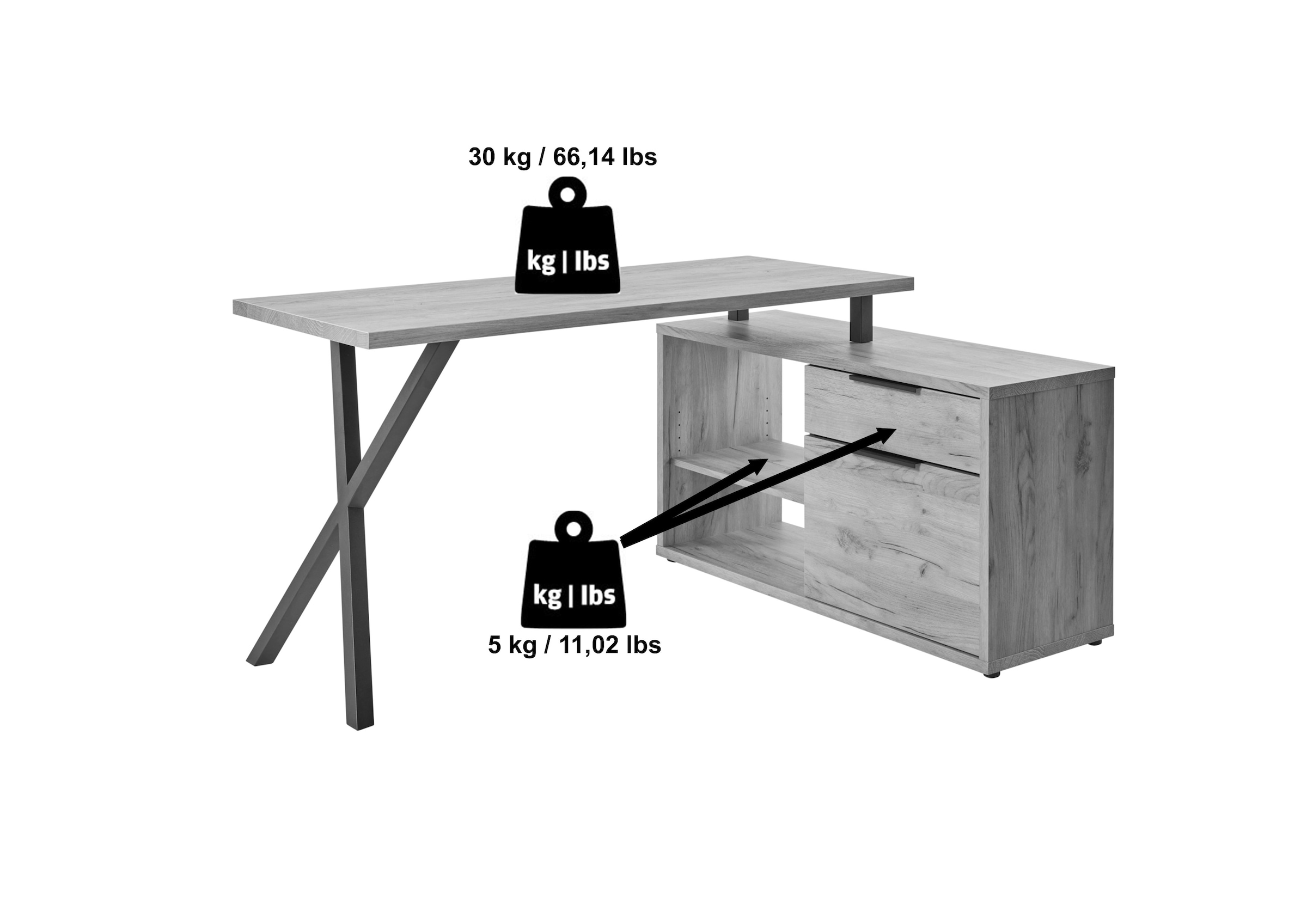 Jahnke Schreibtisch »X-TRA C 145 E« 1 Stk. tlg. Eckschreibtisch, wechselseitig montierbar, X-Gestell