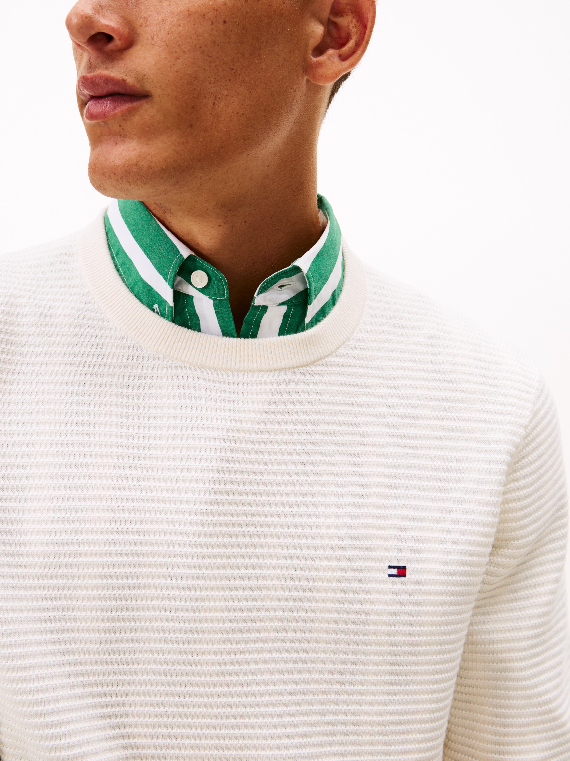 Tommy Hilfiger Pull à col rond »SEASONAL STRUCTURE« avec structure, encolure ronde, coupe régulière