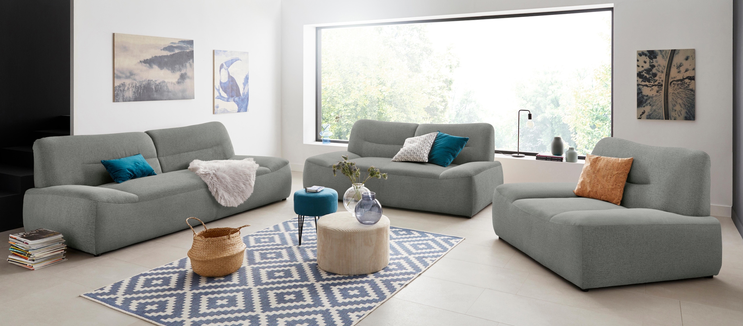 DOMO collection 2,5-Sitzer »Cesena modern, elegant und zeitlos, komfortabel, flache Armlehnen« fester Sitzkomfort