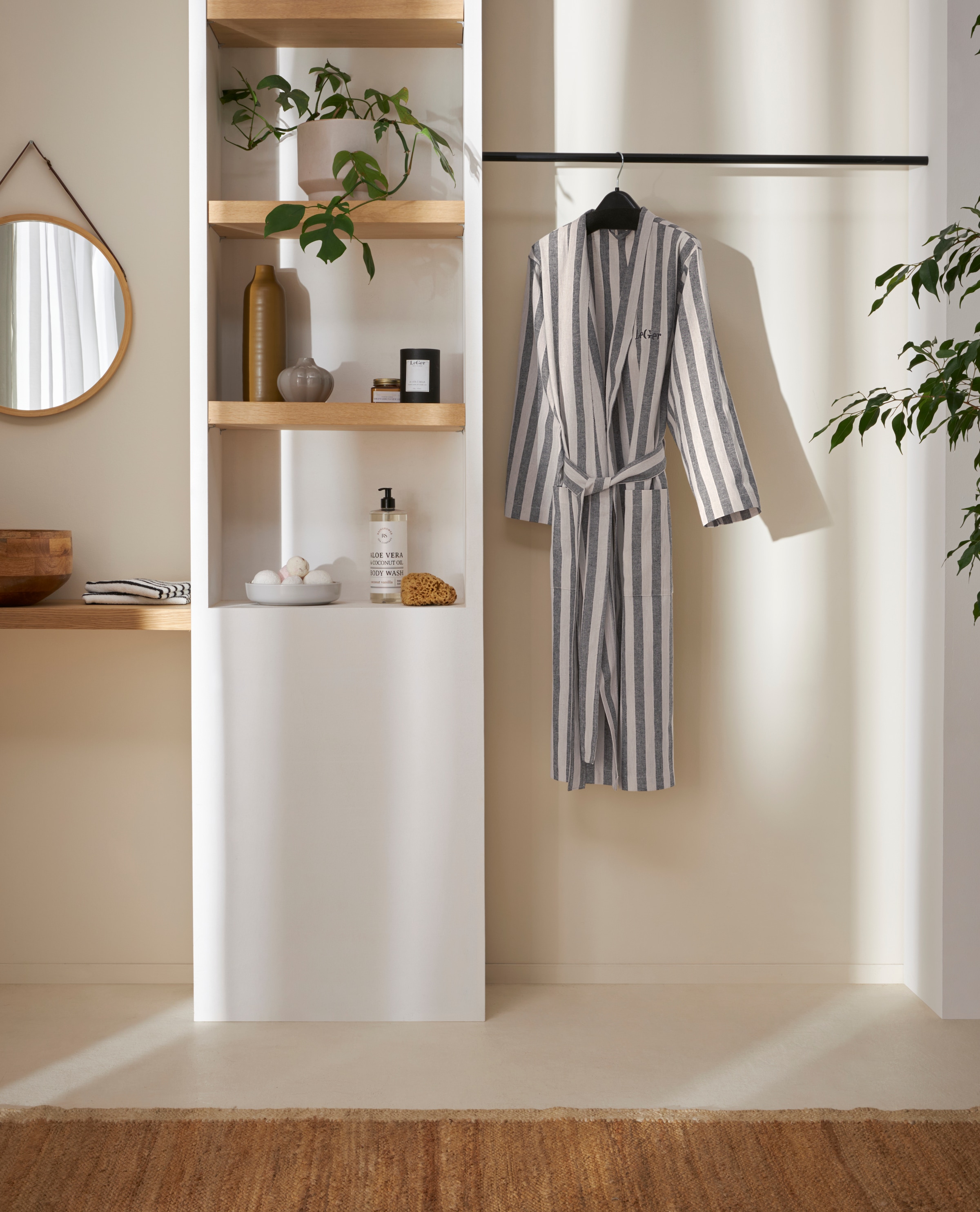 LeGer Home by Lena Gercke Bademantel »Tamsin Benny, ideal für Sauna & Spa, Hotelbademantel, Morgenmantel« 1 Stk. Baumwolle, Leinen, gestreift