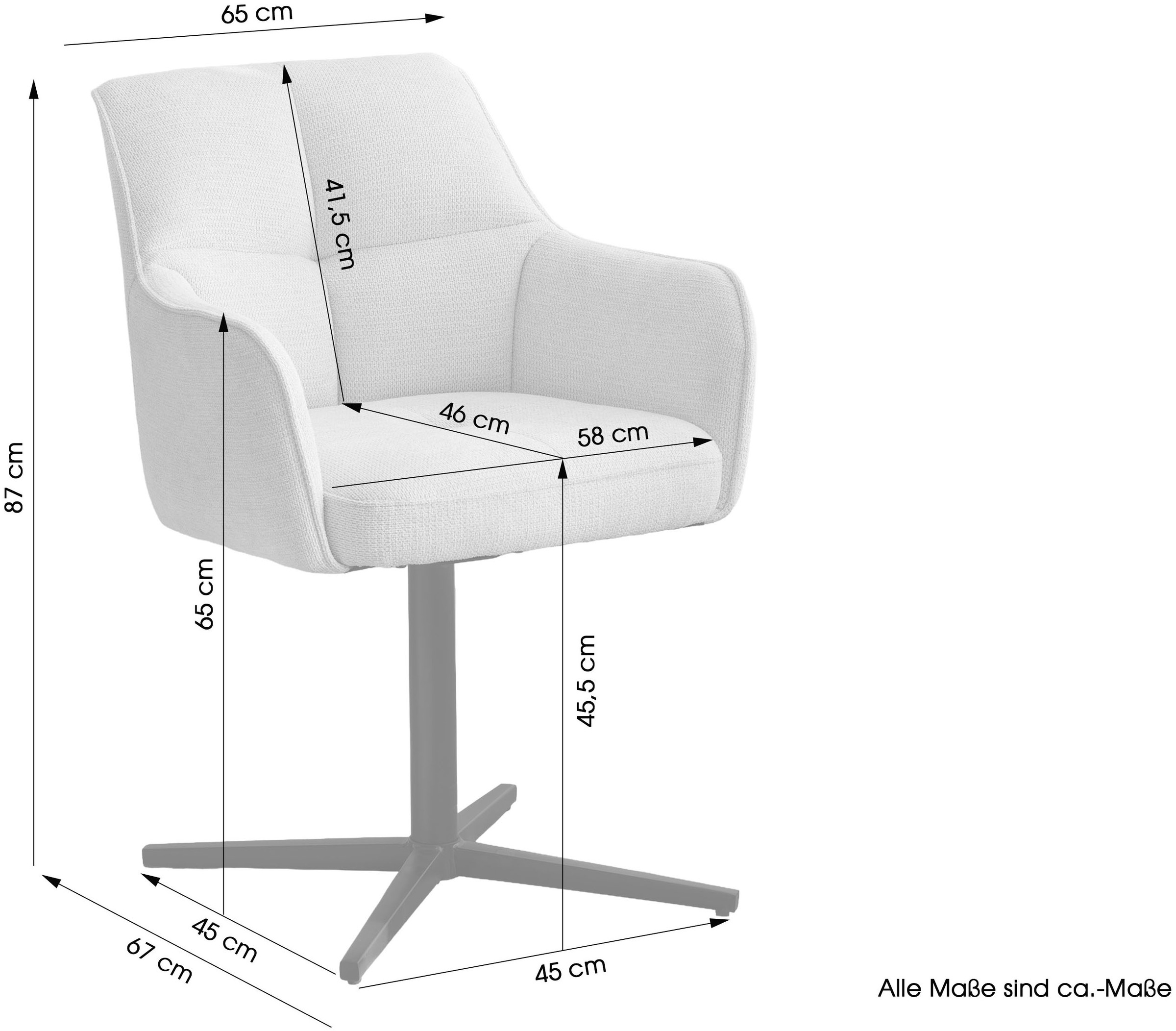 byLIVING Chaise de salle à manger »MEXICO« (Ensemble) 2 cuispivotant à 360°, ressorts ensachés, double rembourrage au dos