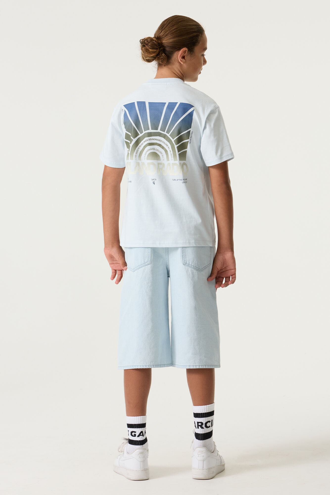 Garcia Shirt à col rond Avec grand imprimé dans le dos, pour garçons