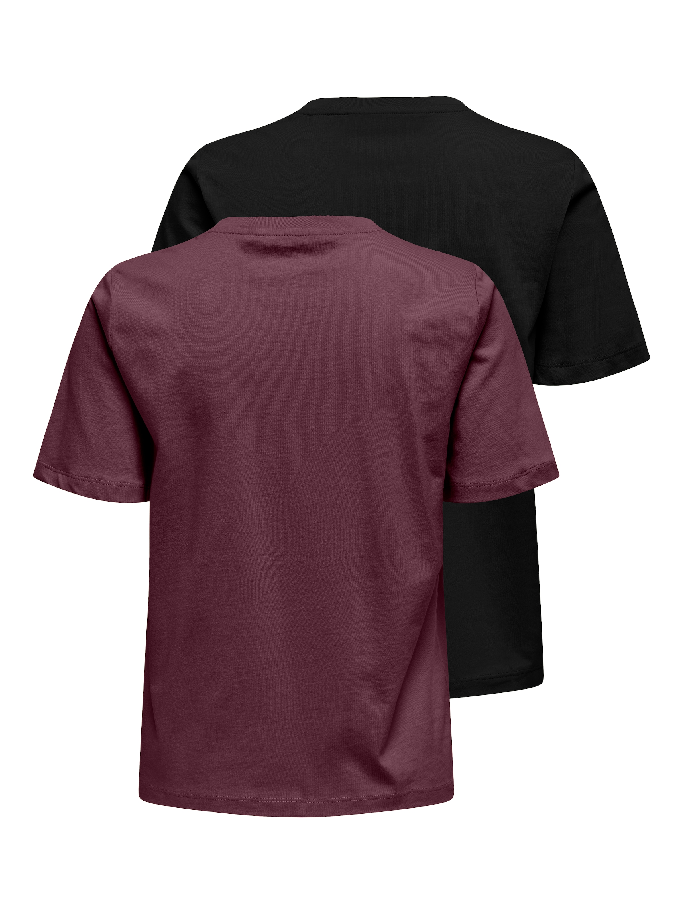 ONLY T-shirt à manches courtes »ONLONLY – Doppelpack T-Shirts für Alltag und Freizeit« Packung, 2 cuis regular fit, Jersey, Baumwolle, Rundhals, unifarben