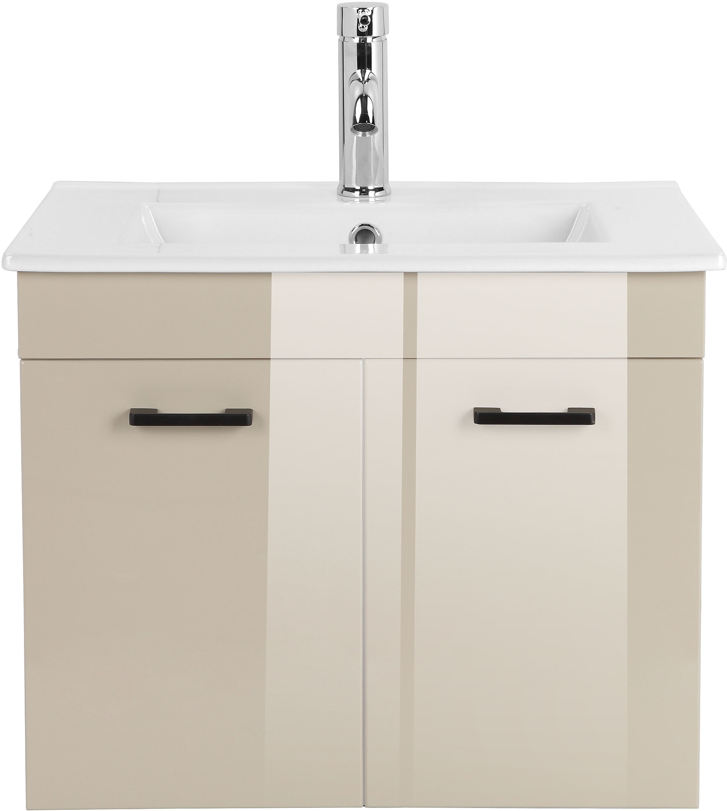 welltime Waschtisch »Florenz, Breite 60cm, 2 Tür, 2 Fächer, MDF-Front« Komplett-Set,  Waschplatz mit 2 Türen,in verschiedenen Farben erhältlich, Badmöbel