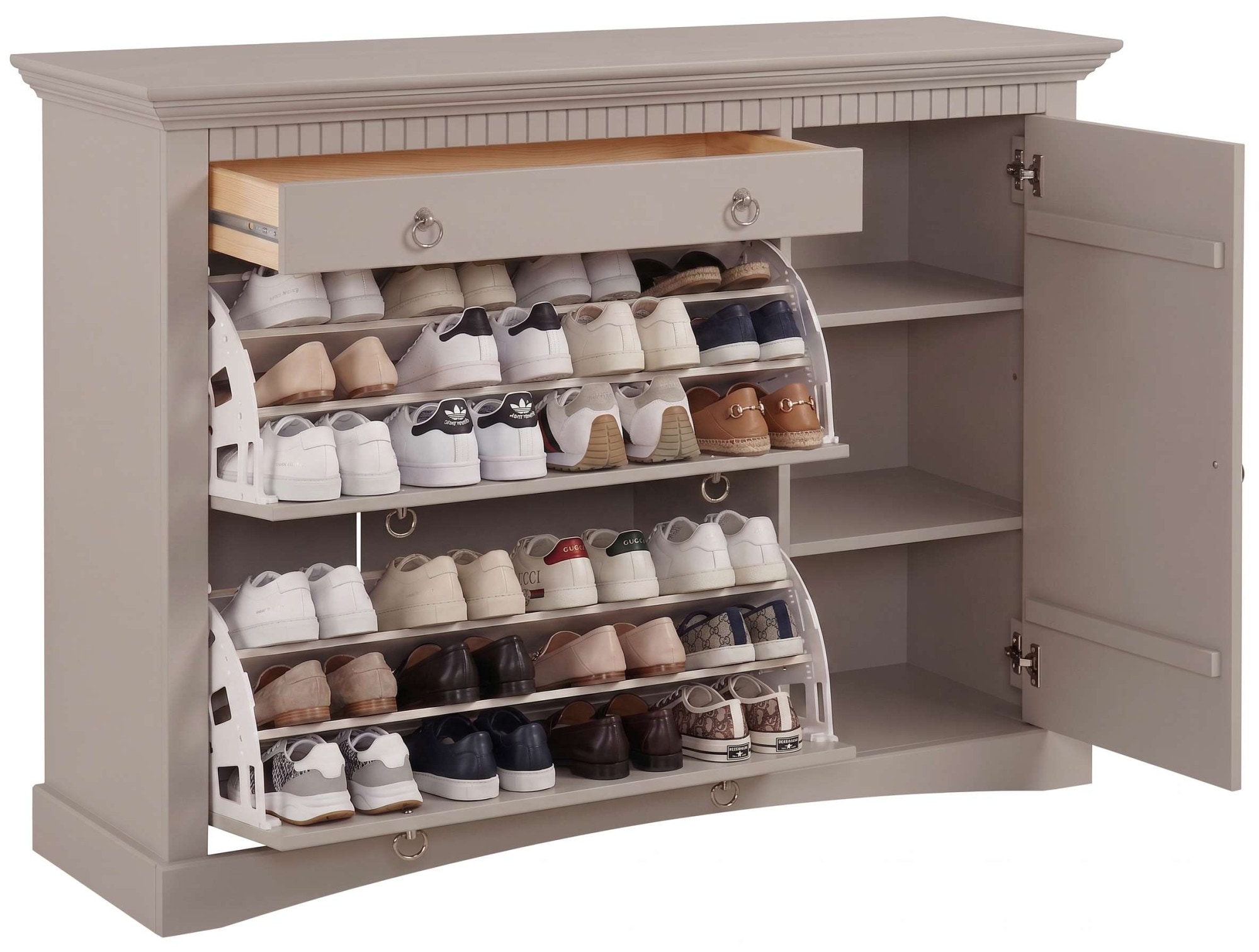 GOODproduct Schuhkommode »Rustic, Kommode, Landausstil« Bis max. Schuhgrösse 42,  aus massiver Kiefer, Breite 130 cm, für ca. 2 x 12 Paar Schuhe