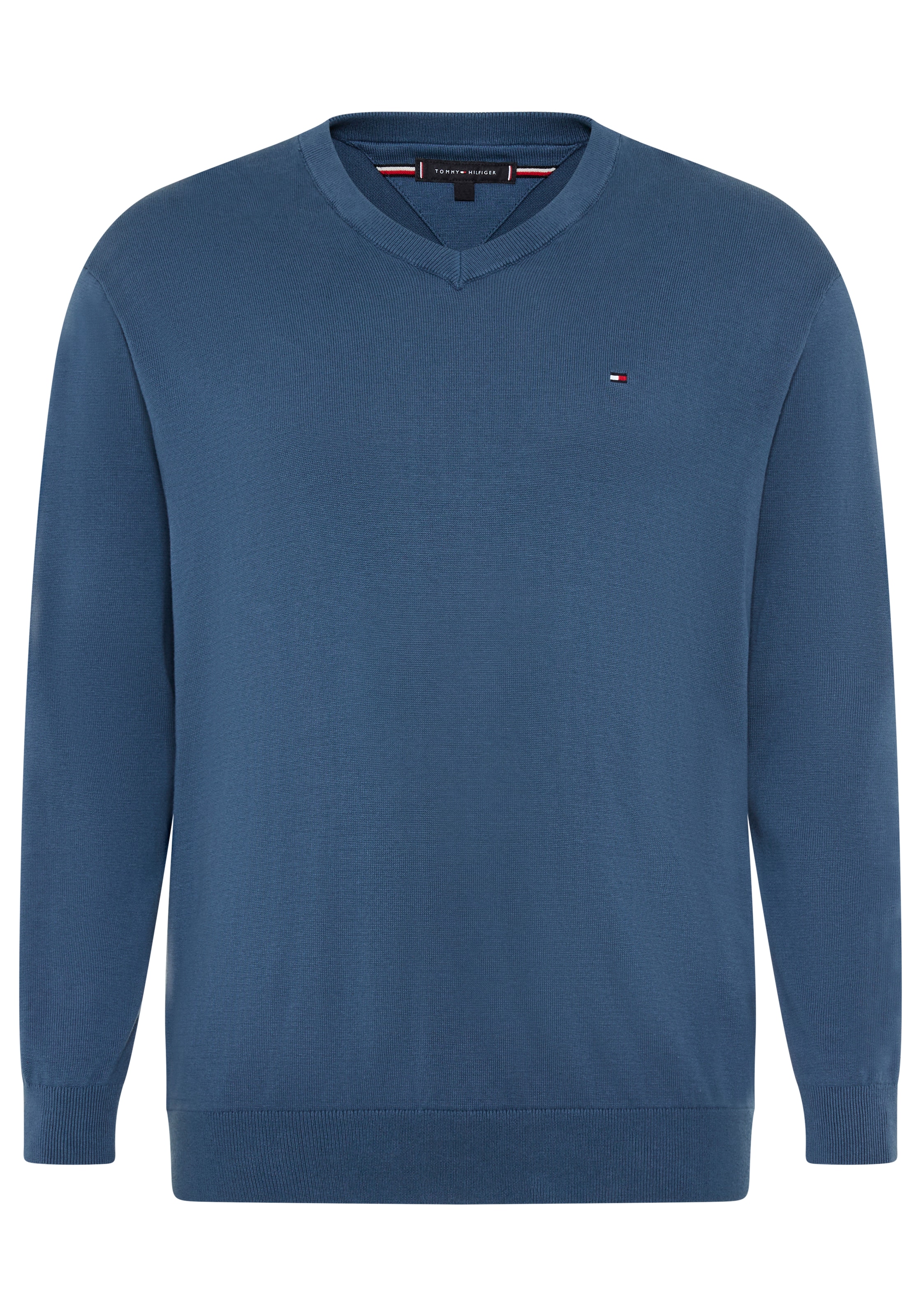 Tommy Hilfiger Big & Tall V-Ausschnitt-Pullover »BT-ESSENTIAL COTTON« Rippbündchen am Ärmel, Saum und Ausschnitt,  Grosse Grössen, normale Passform