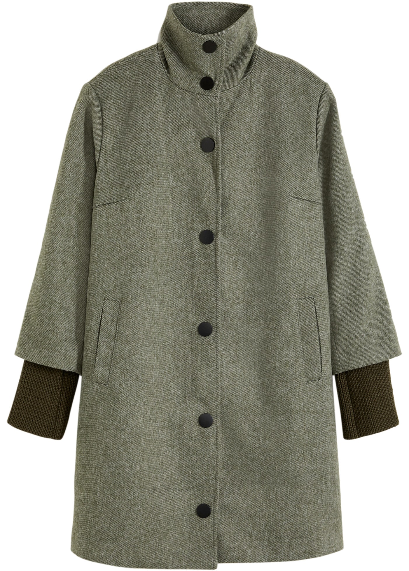 bonprix Manteau court »Kurzmantel in Wolloptik« mit hohem Stehkragen, in Wolloptik, 3/4 Arm mit langem Strickbündchen