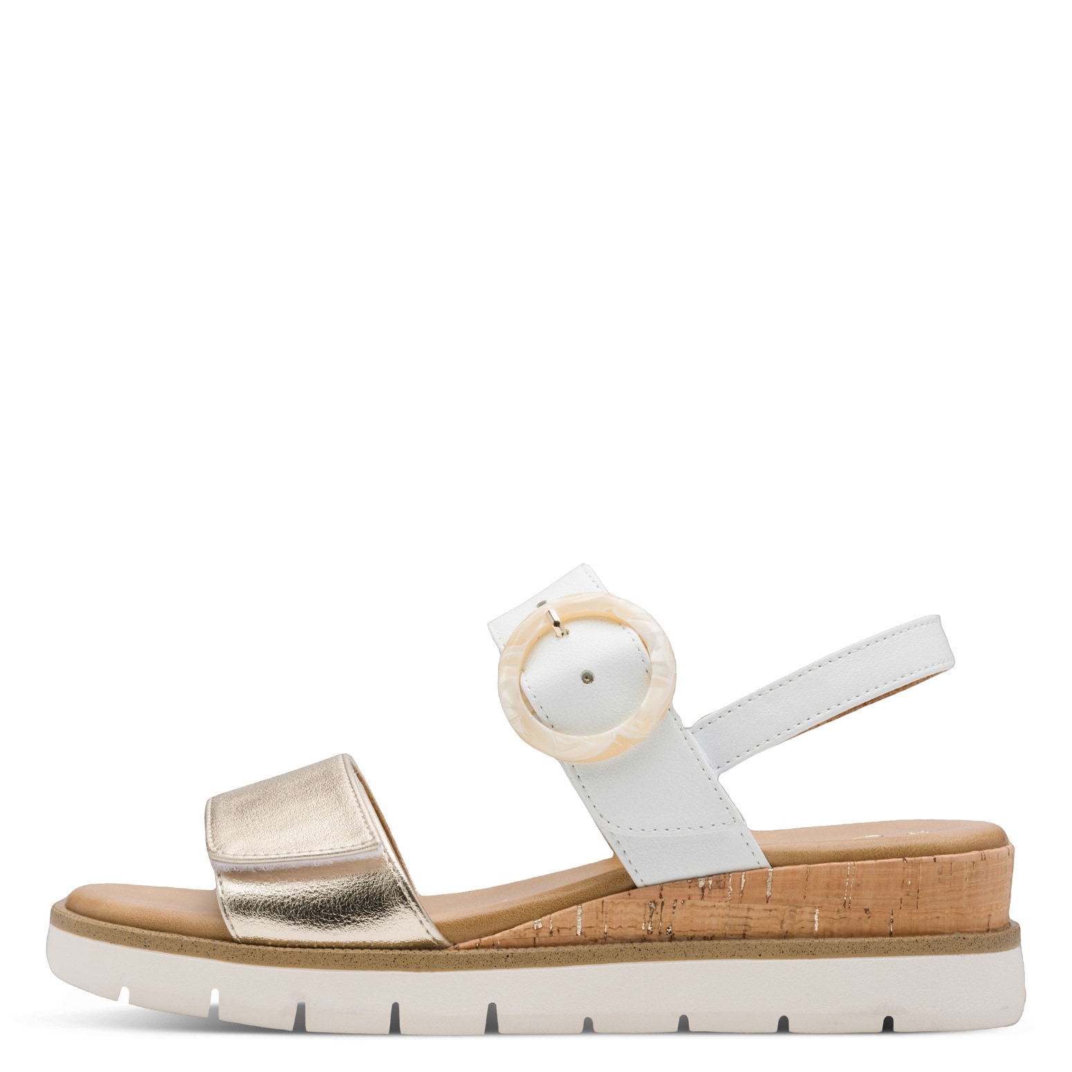 MARCO TOZZI Sandales compensées  Sandale à lanières, chaussure d'été à aspect métallique brillant