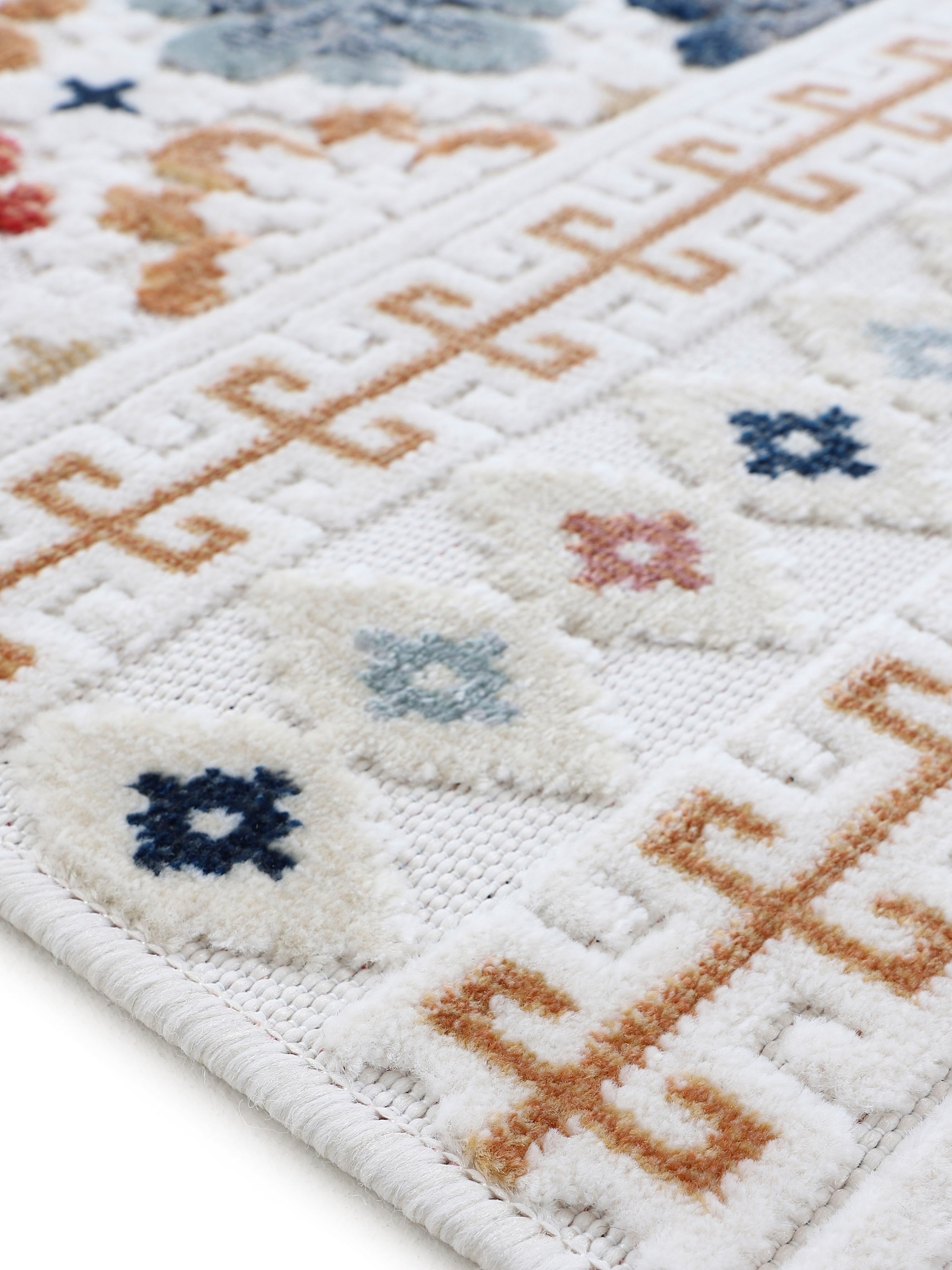 carpetfine Tapis »Deja 103« Rectangulaire 4 mm Höhe robustes Flachgewebe, Floral, In- und Outdoor, Läufer