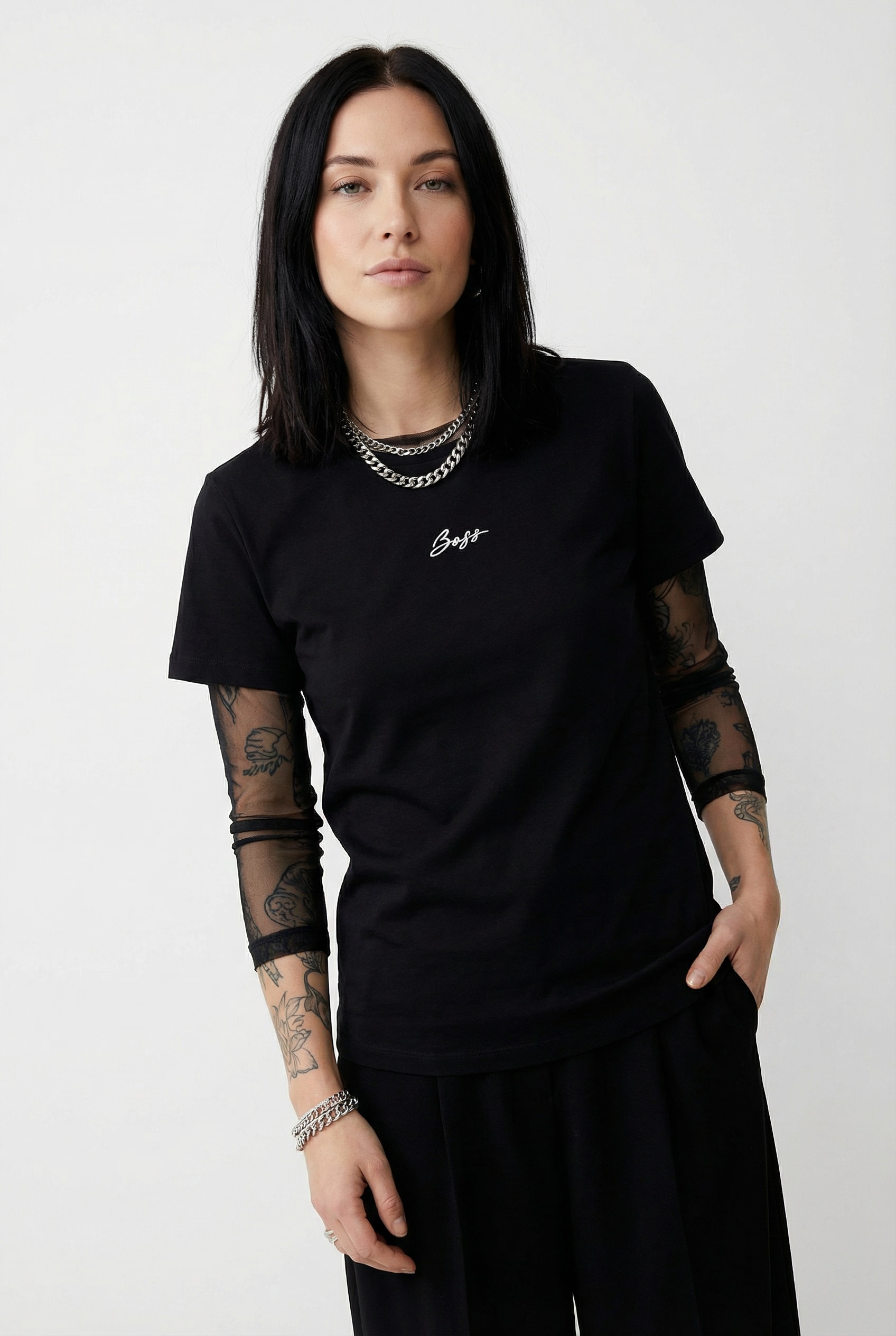 BOSS ORANGE T-Shirt »Elove Embro Premium Damenmode« mit Rundhals, Slim Fit